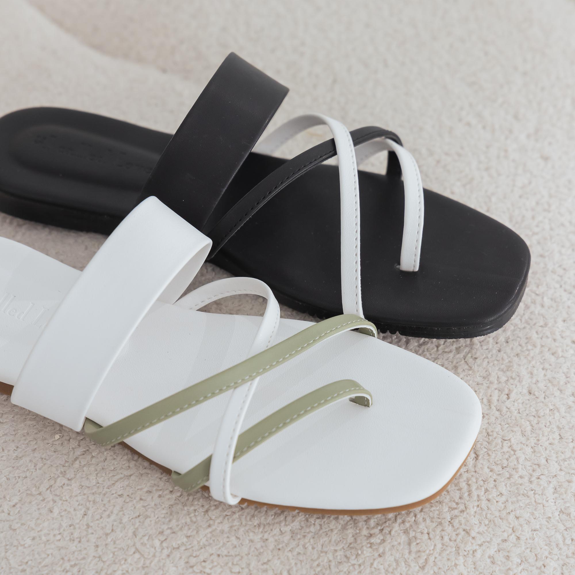 MIT撞色線條平底拖鞋