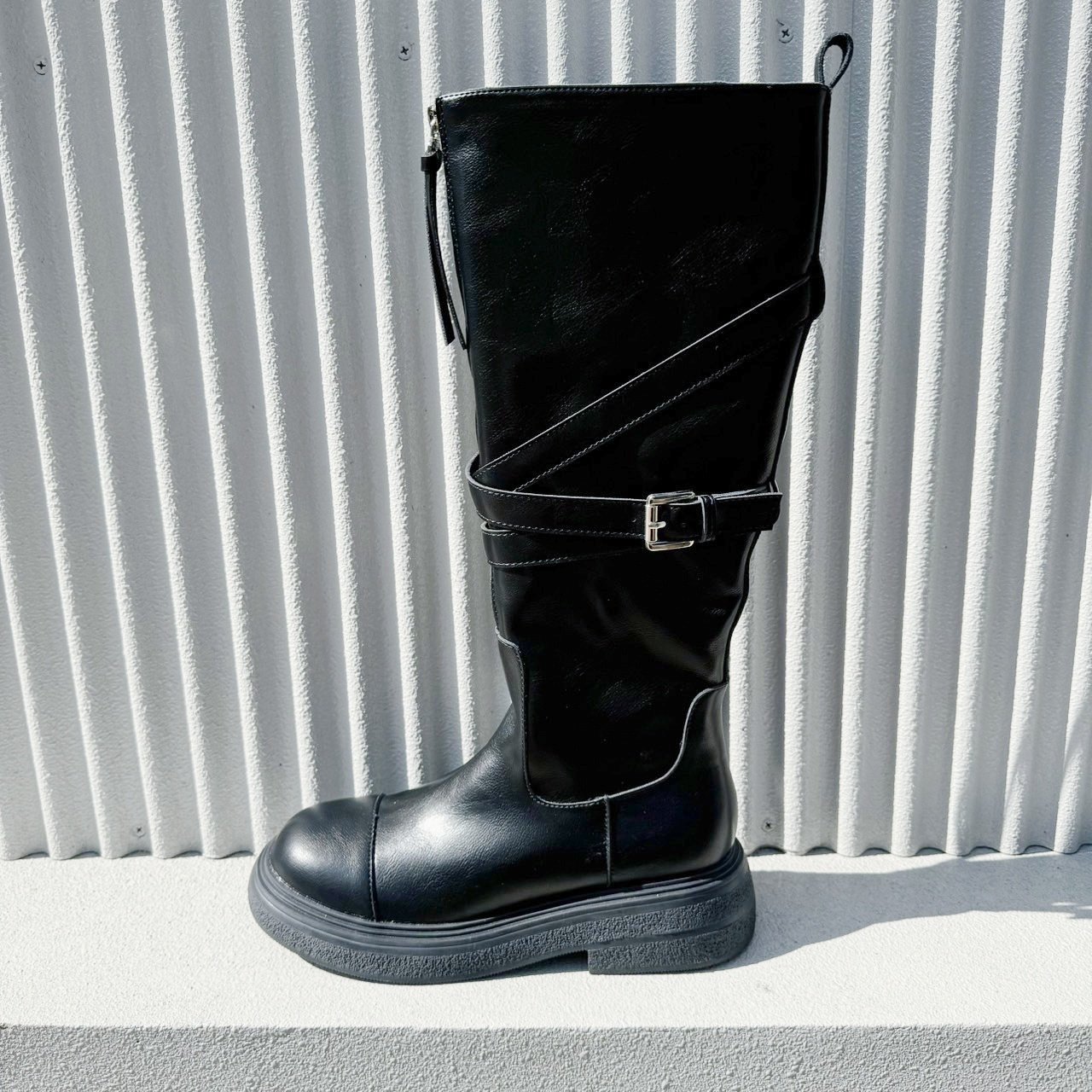 前拉式率性可翻折長筒靴