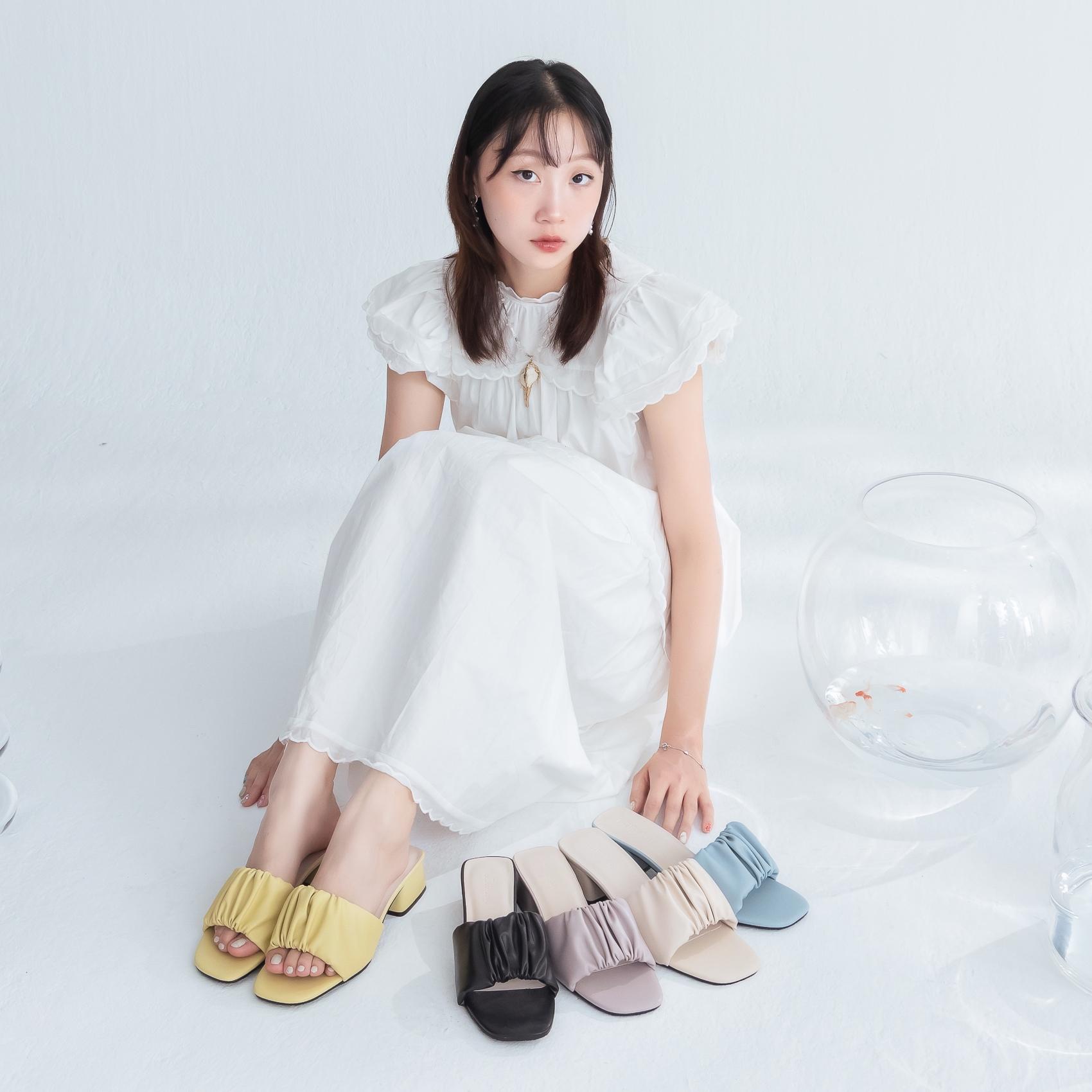 MIT雲朵抓皺一片式跟鞋