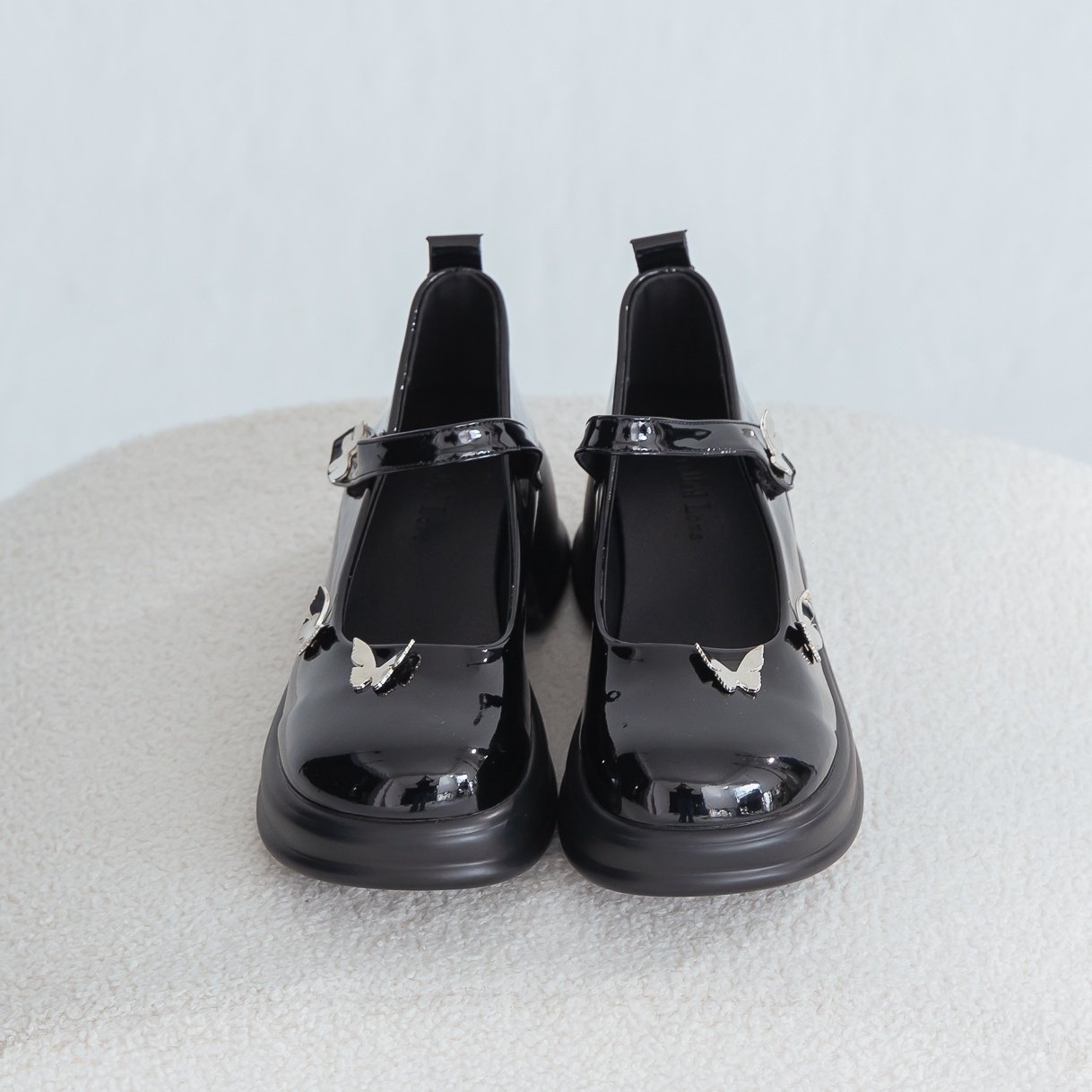 蝴蝶漆皮瑪莉珍厚底鞋