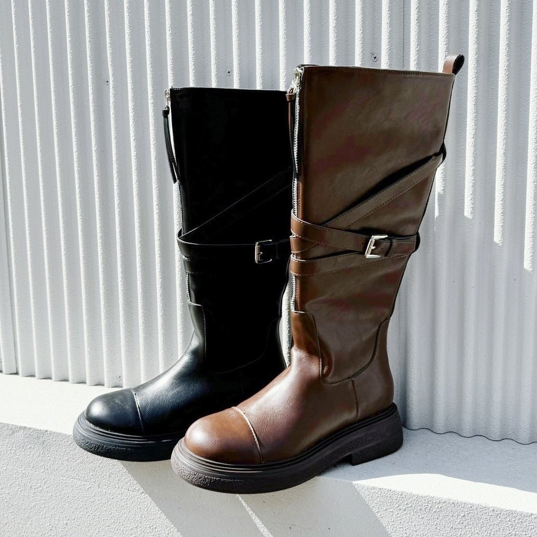 前拉式率性可翻折長筒靴