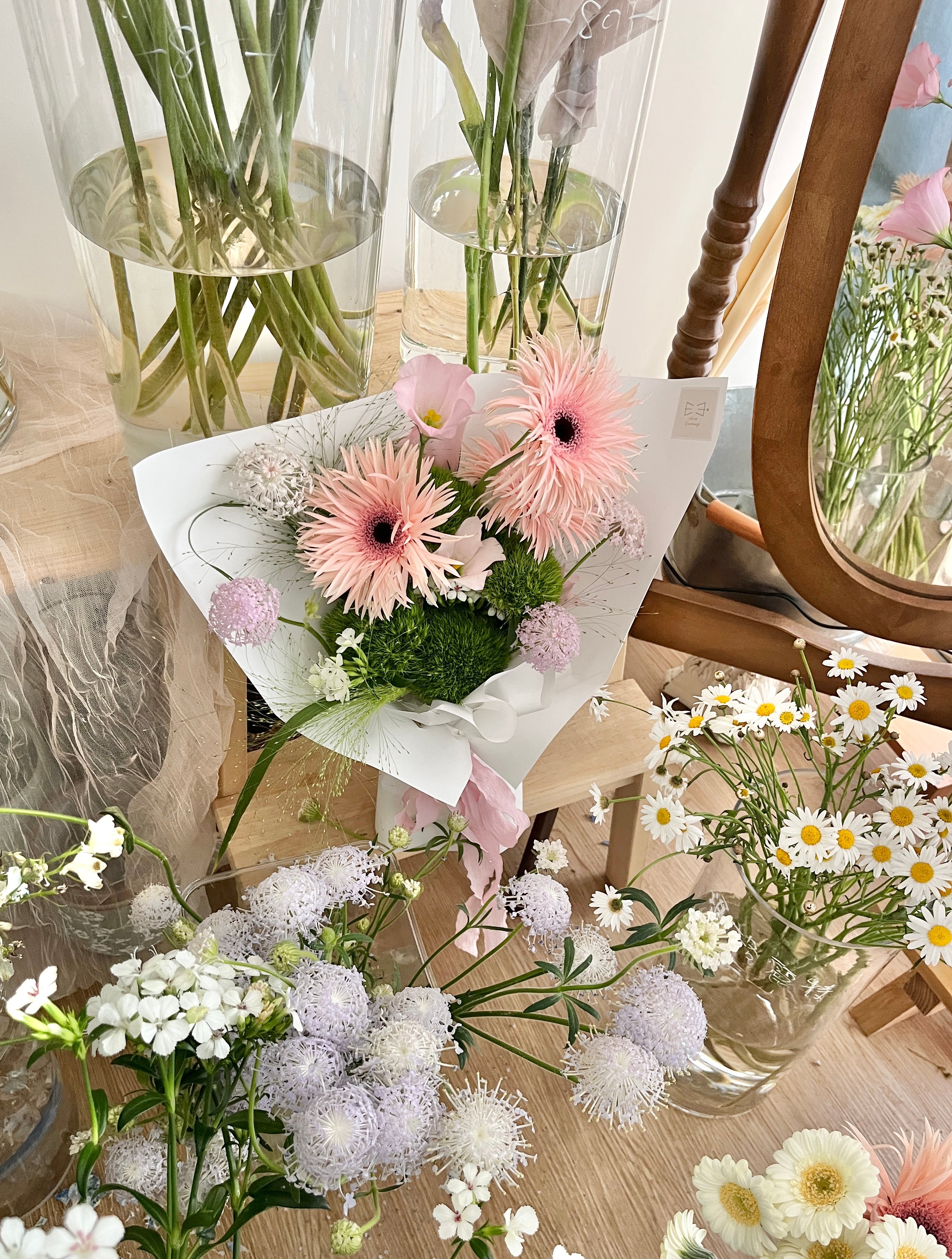 羽毛太陽粉色自然客製花束 Customized Bouquet