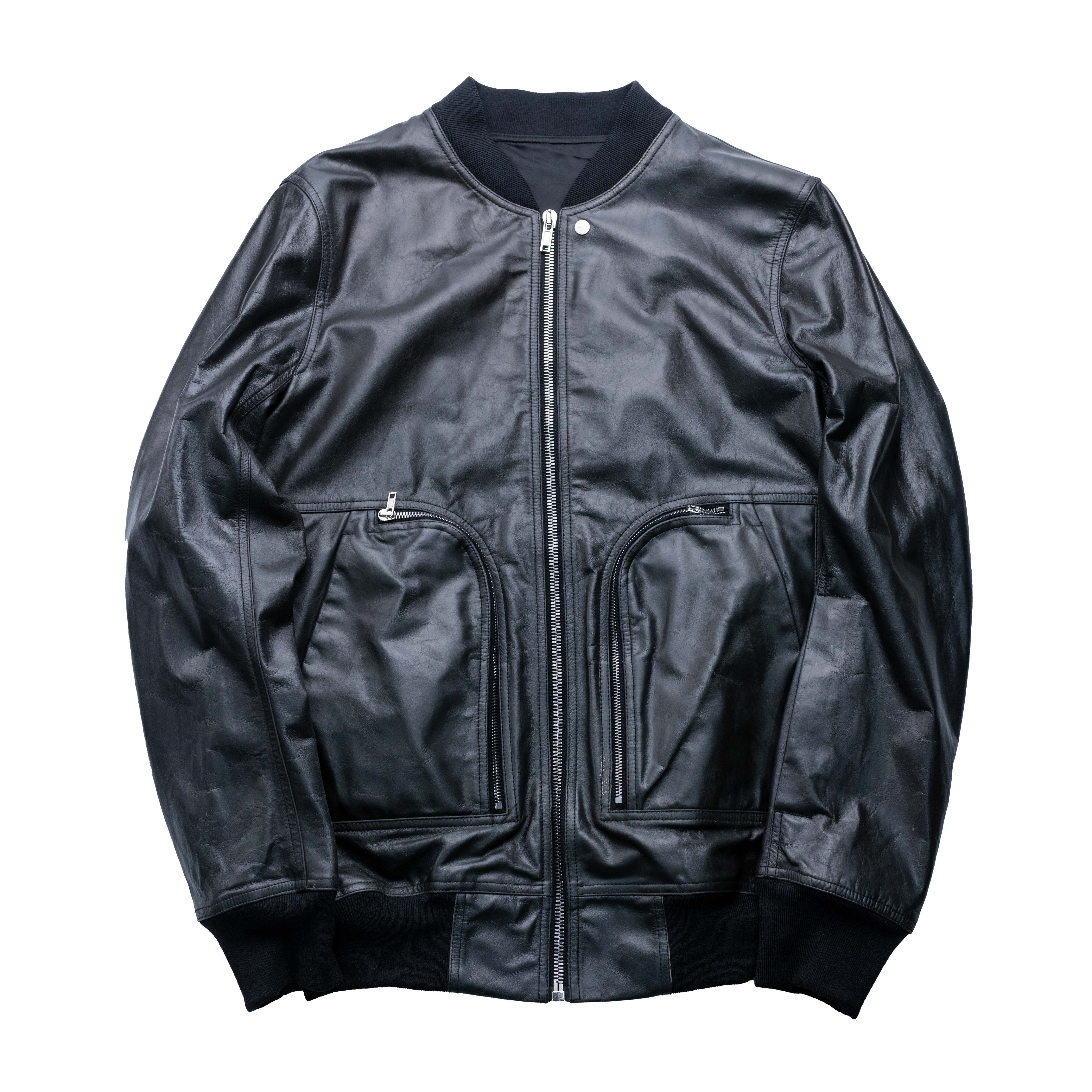 Rick Owens 主線 Bauhaus 做舊皮革飛行外套 黑