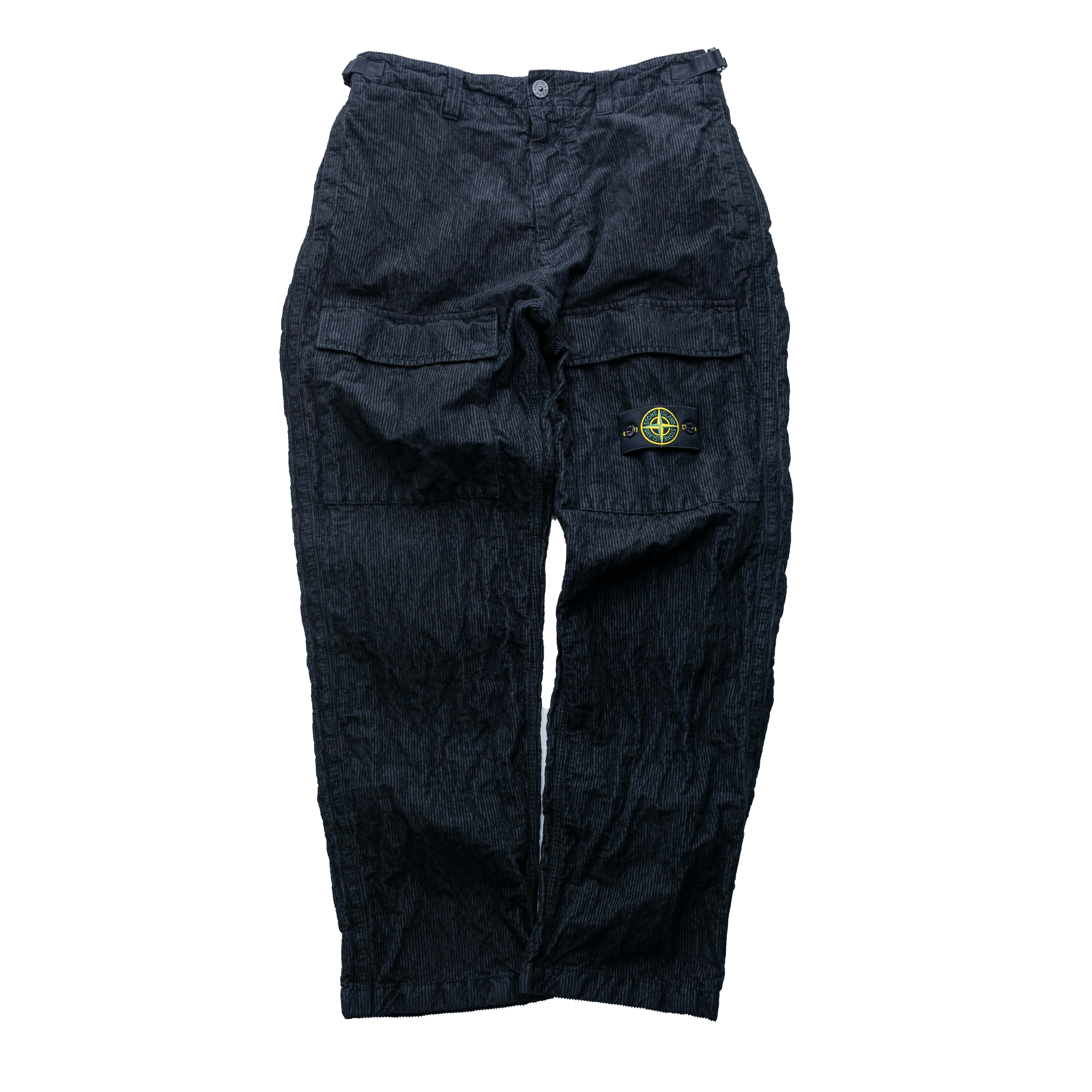 Stone Island 尼龍燈芯絨500寬褲 黑