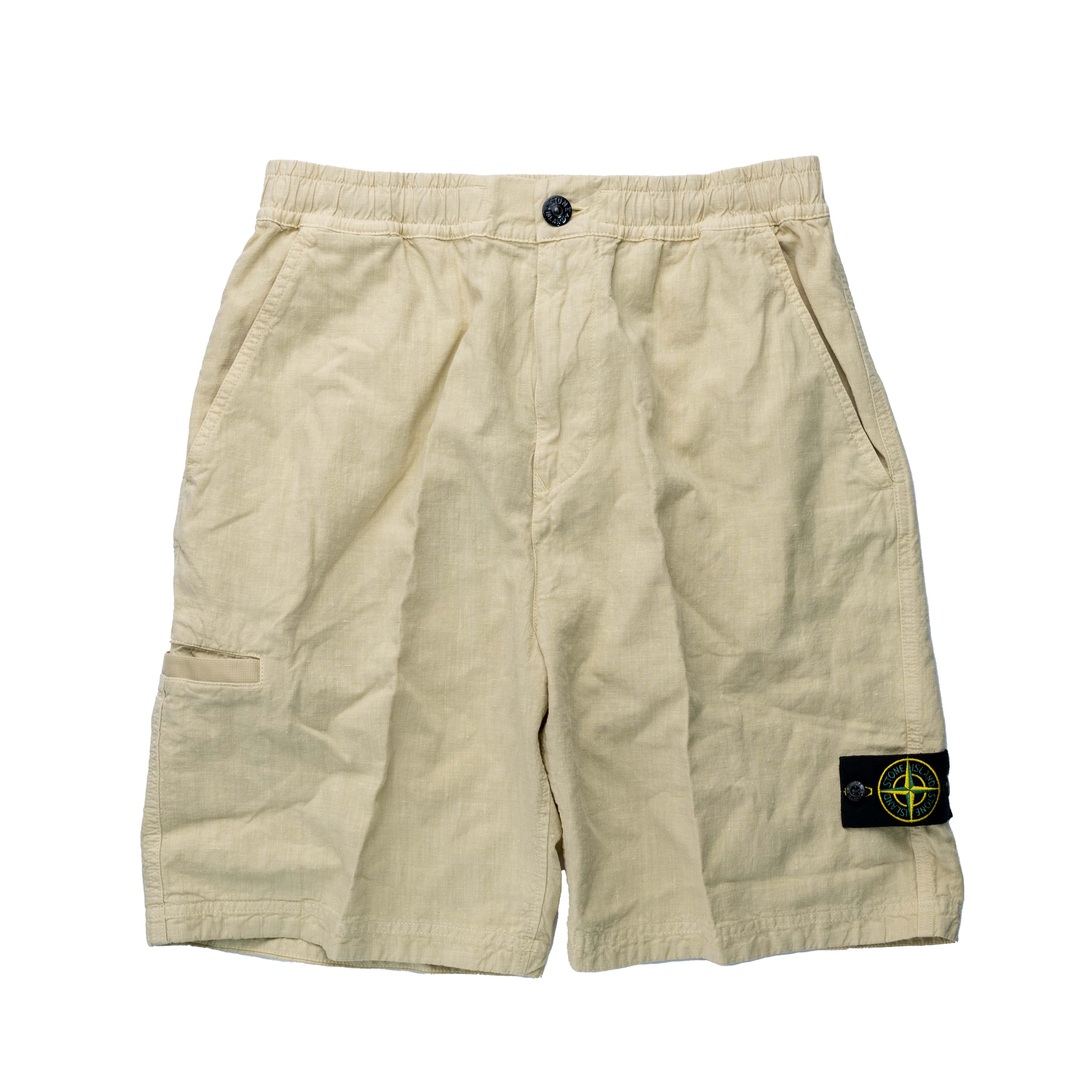 Stone Island Lino nylon Tela-tc 亞麻科技纖維短褲 米白