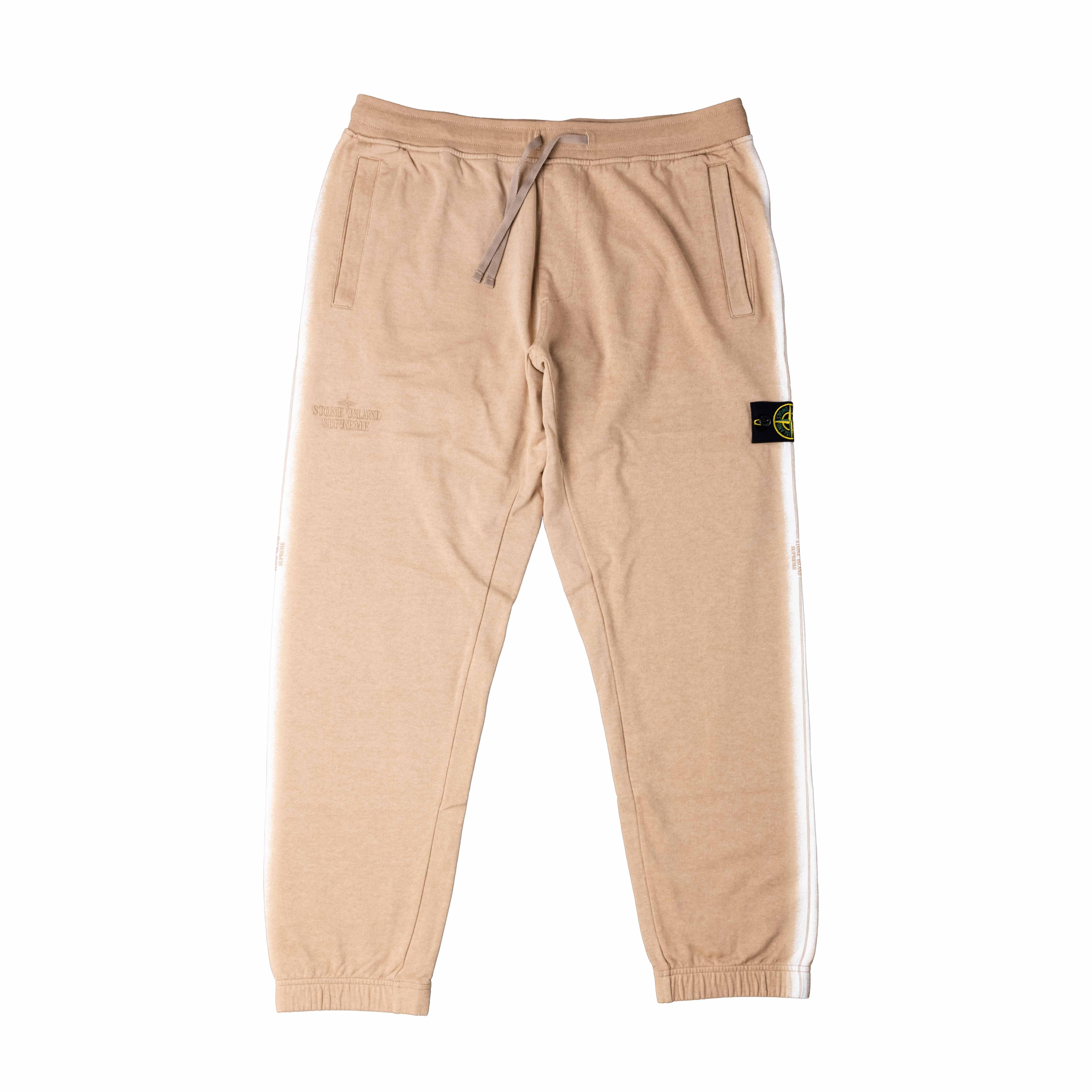 [ Stone Island ] Stone Island x Supreme 602S2 STAMPA RISERVA Sweatpants 聯名棉褲 奶茶色