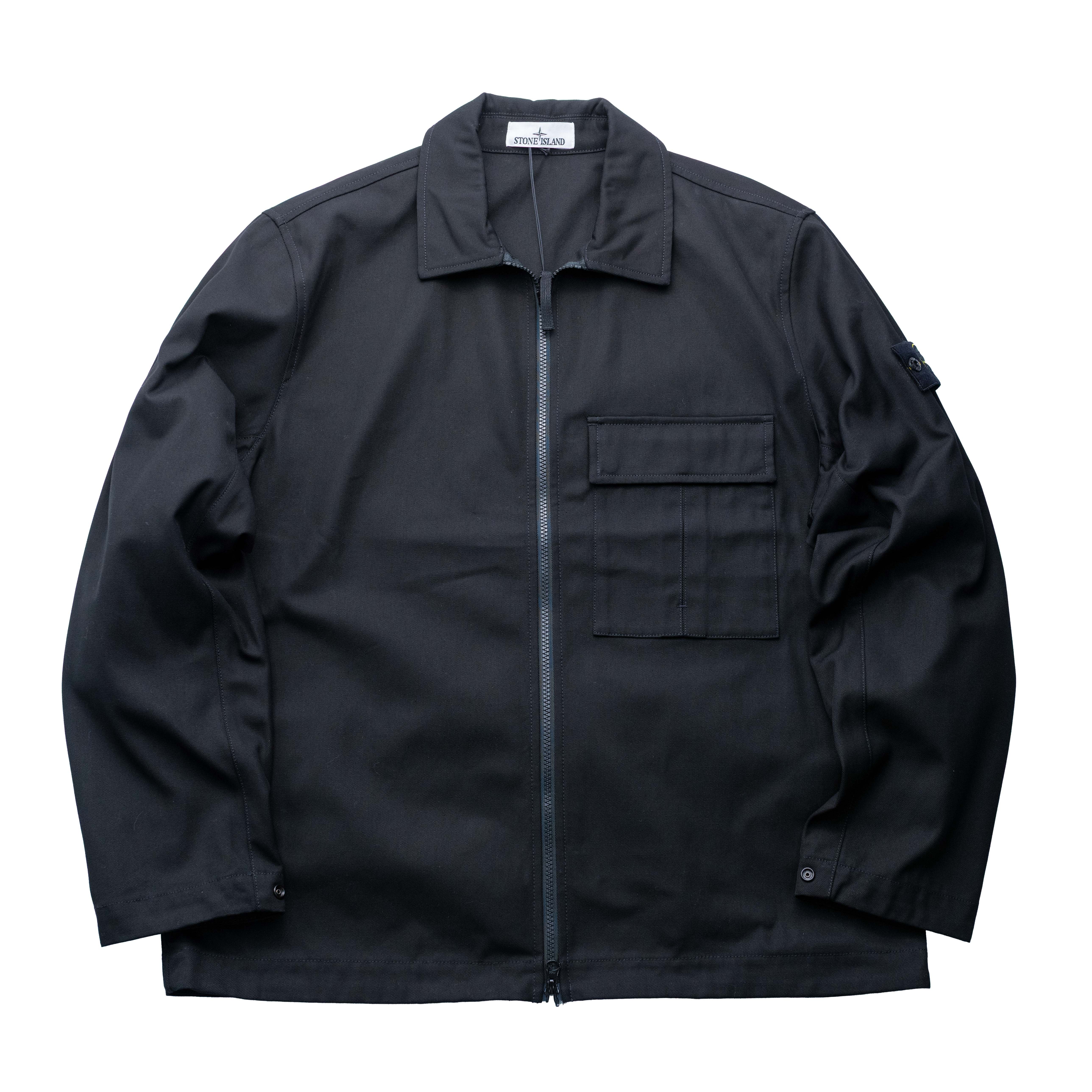 Stone Island 巴拿馬棉重磅襯衫外套 黑