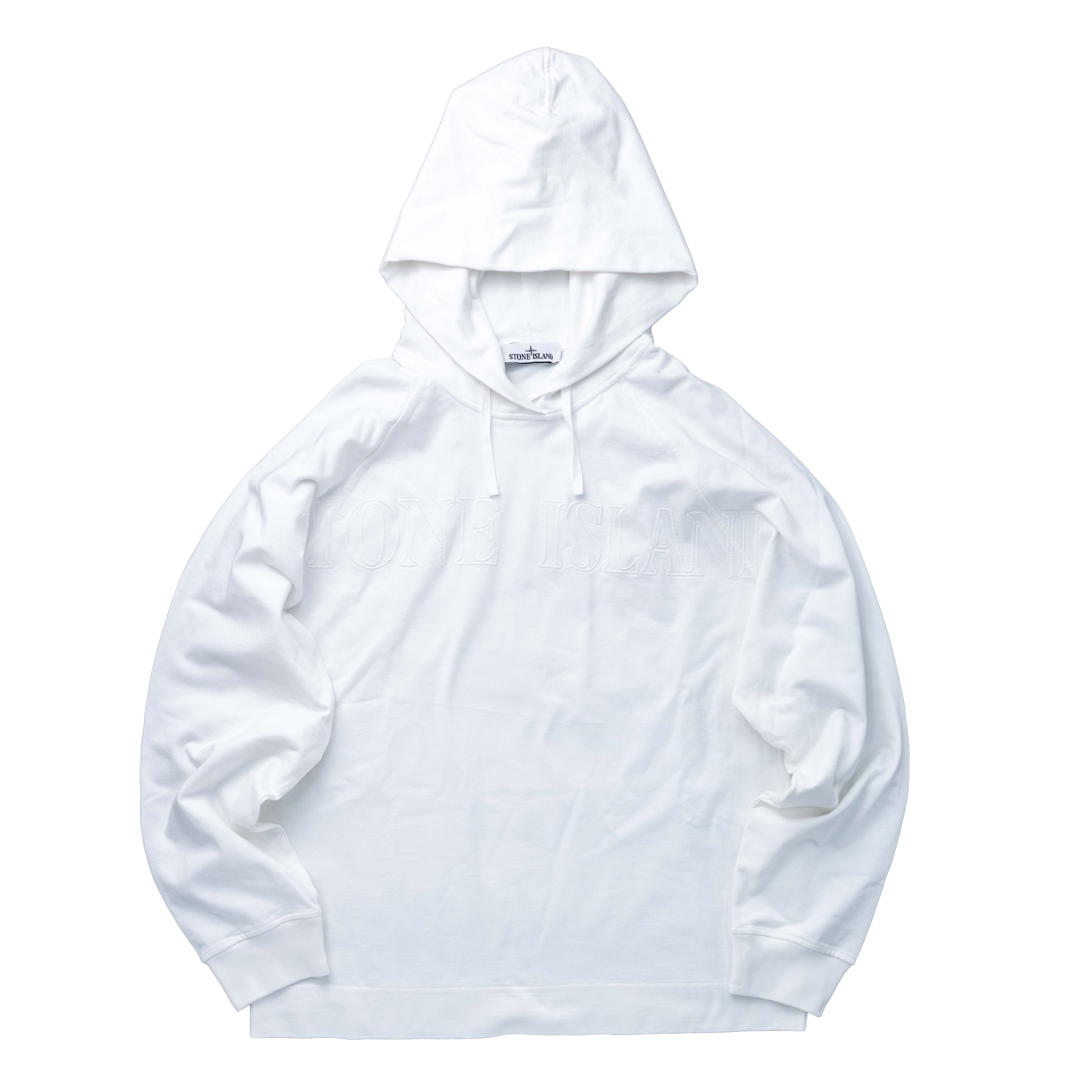 Stone Island 63355 刺繡logo帽T 白色