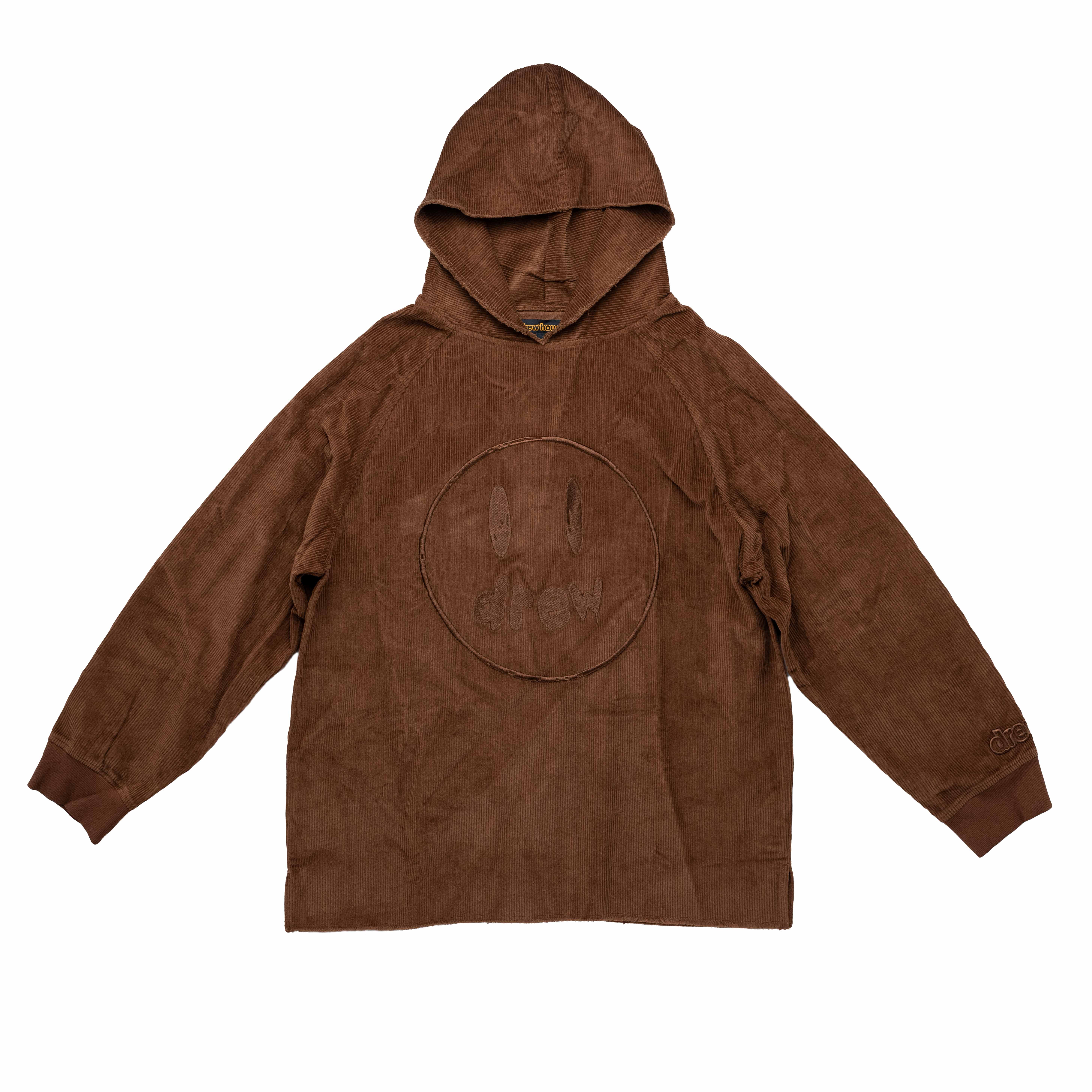 [ Drew House ]  燈絨蕊刺繡笑臉帽T 棕色