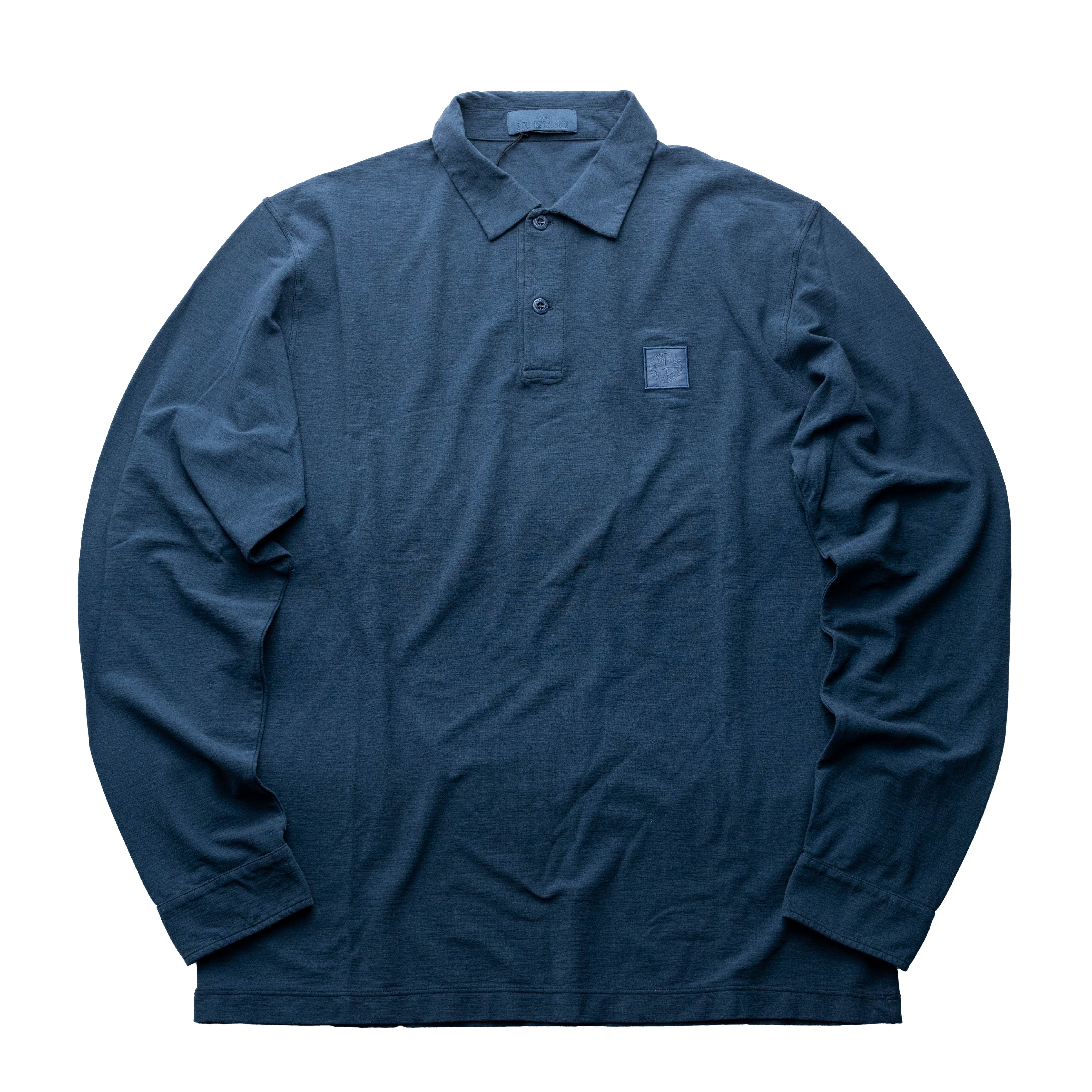 Stone Island Ghost 幽靈羅盤Polo長袖 石板藍
