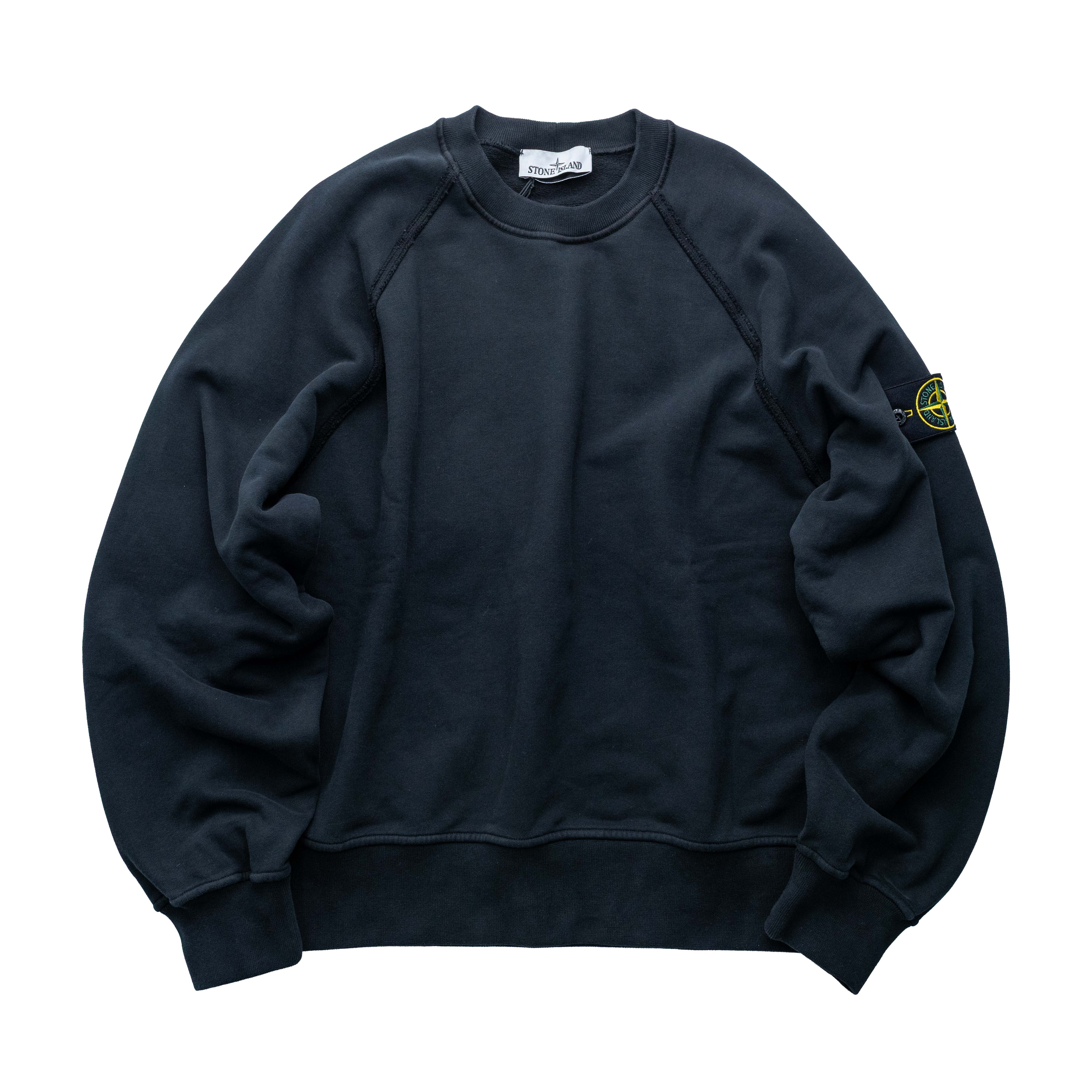 Stone island 寬短叉肩刷絨衛衣 黑
