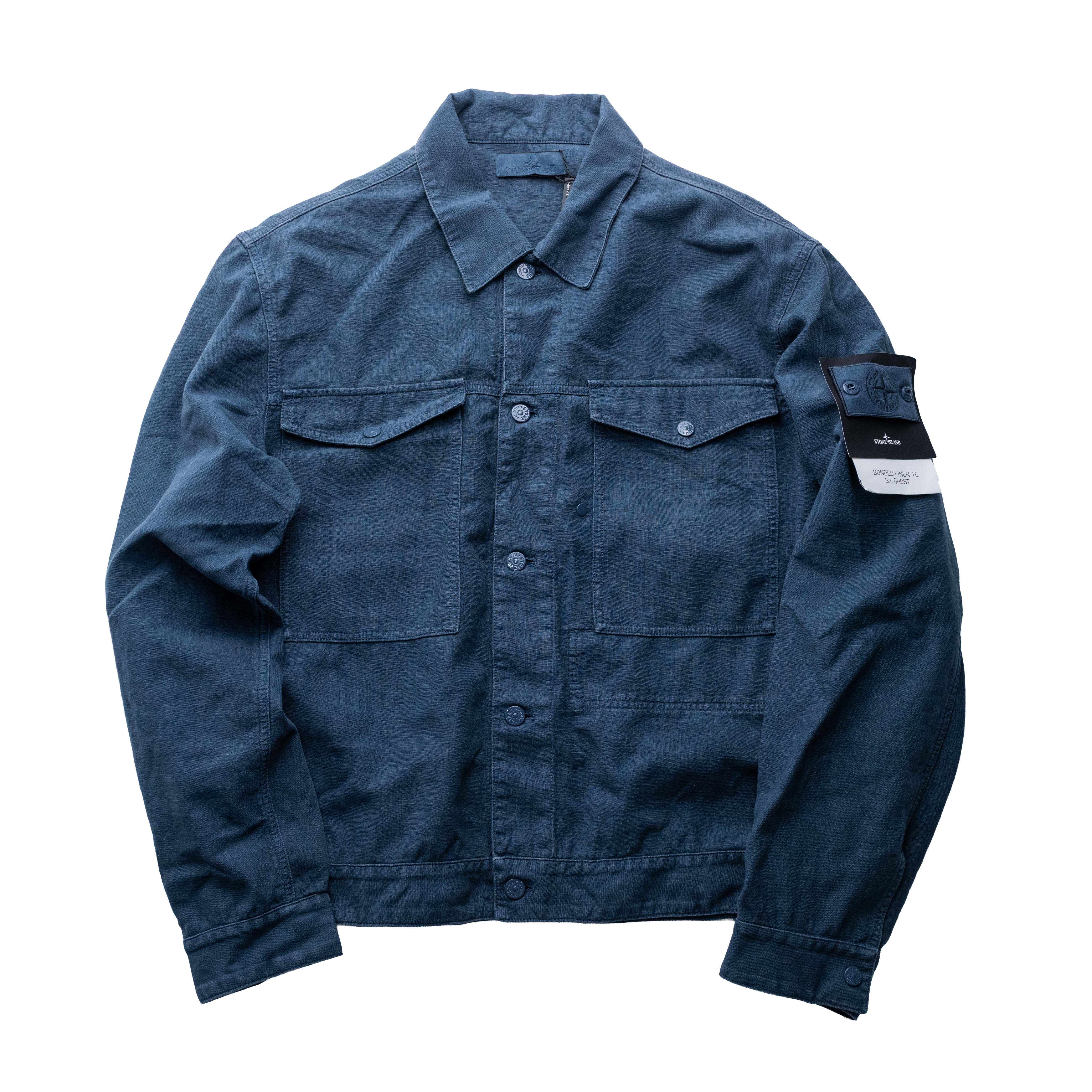Stone Island Ghost 亞麻工作襯衫外套 石板藍