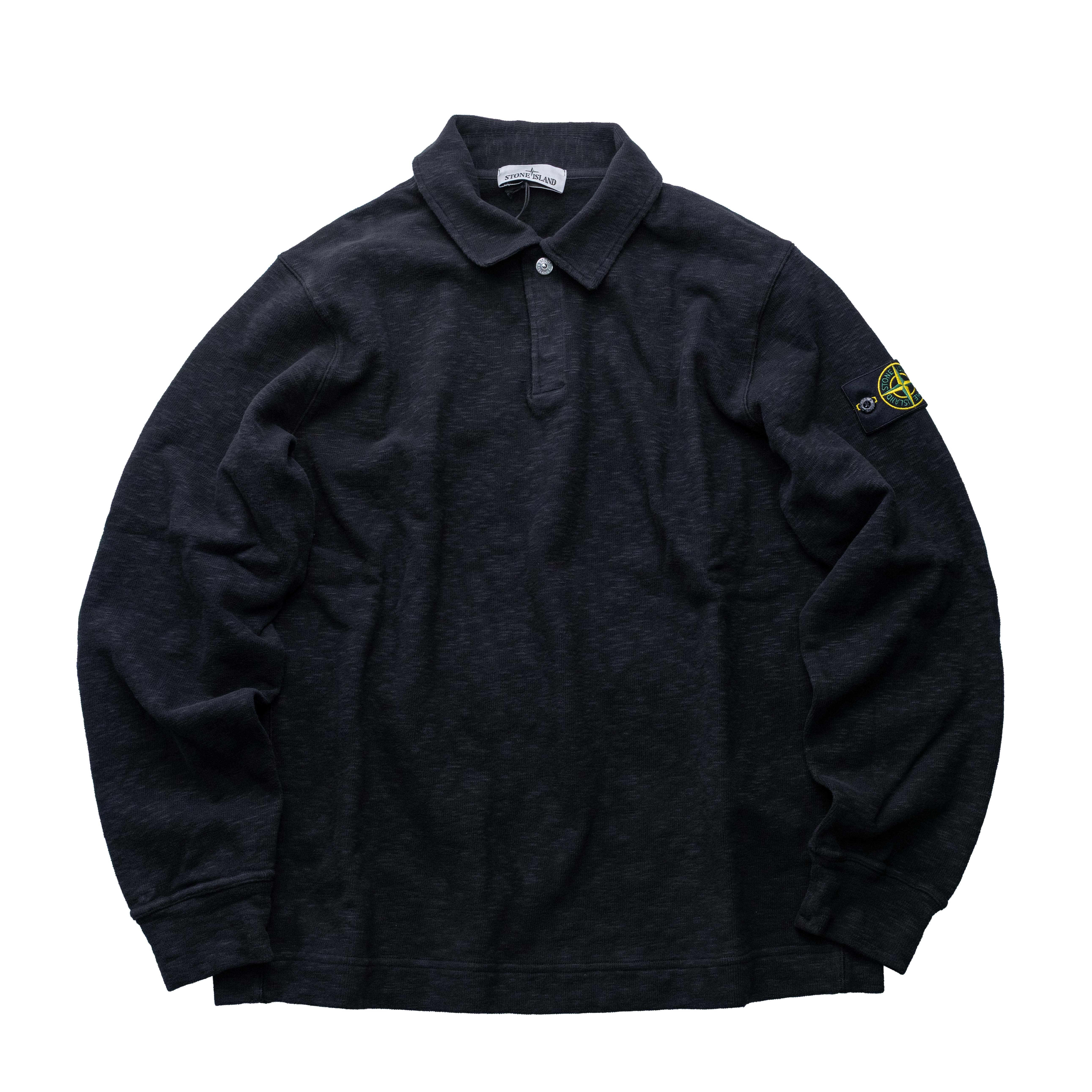 Stone Island Polo 後磅棉長袖 黑