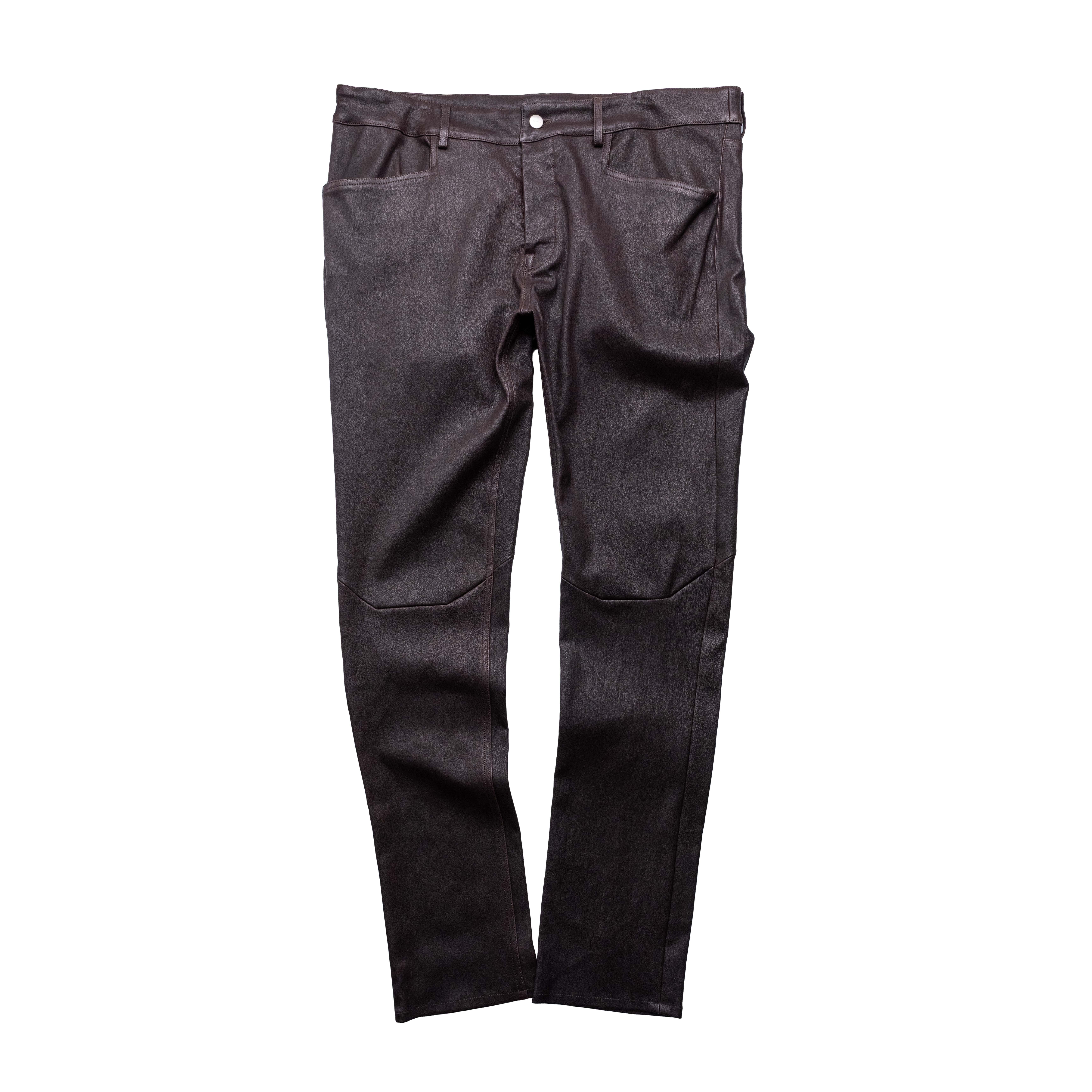 Rick Owens 主線 Tyrone 皮長褲 棕色