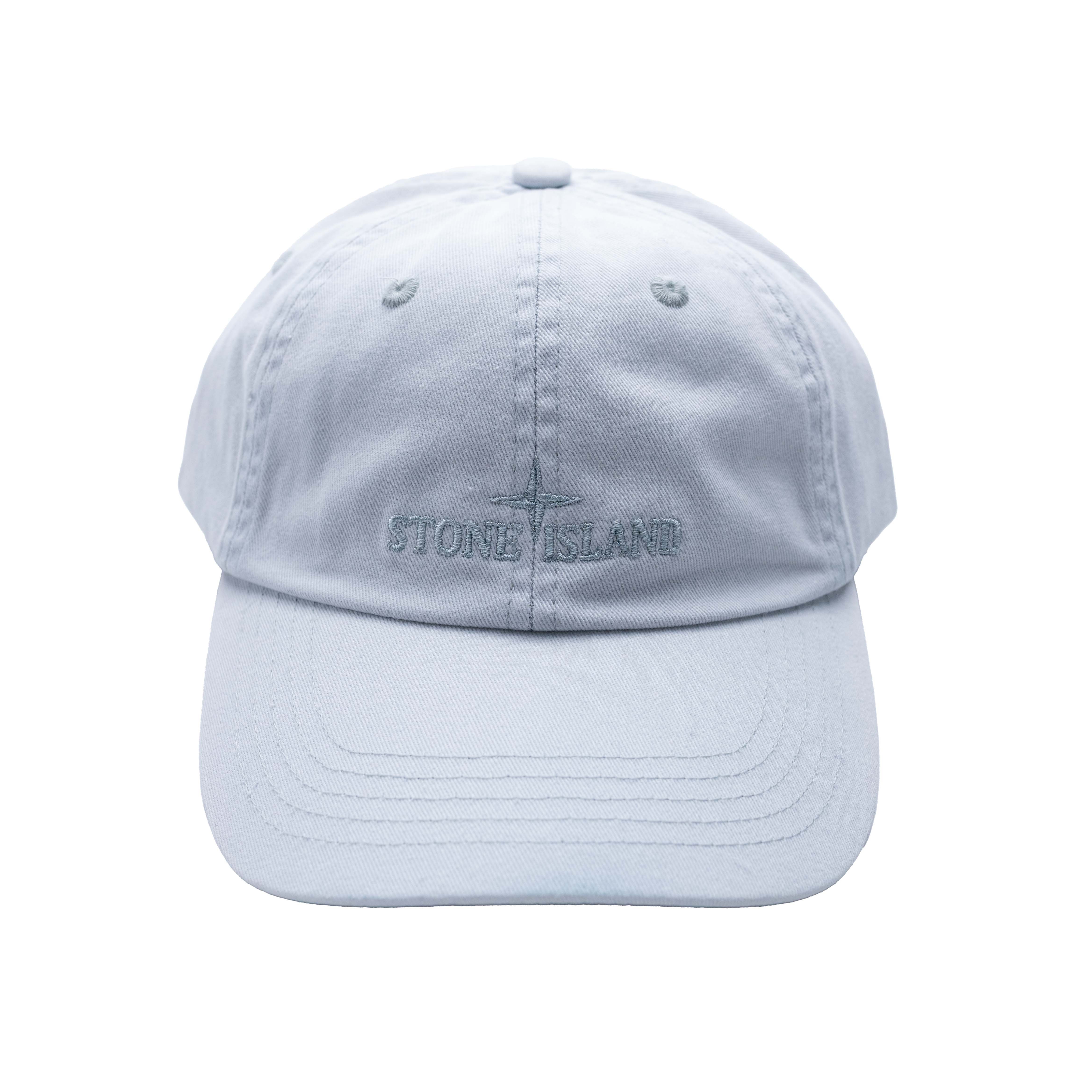 Stone Island 銀扣刺繡老帽 天空藍