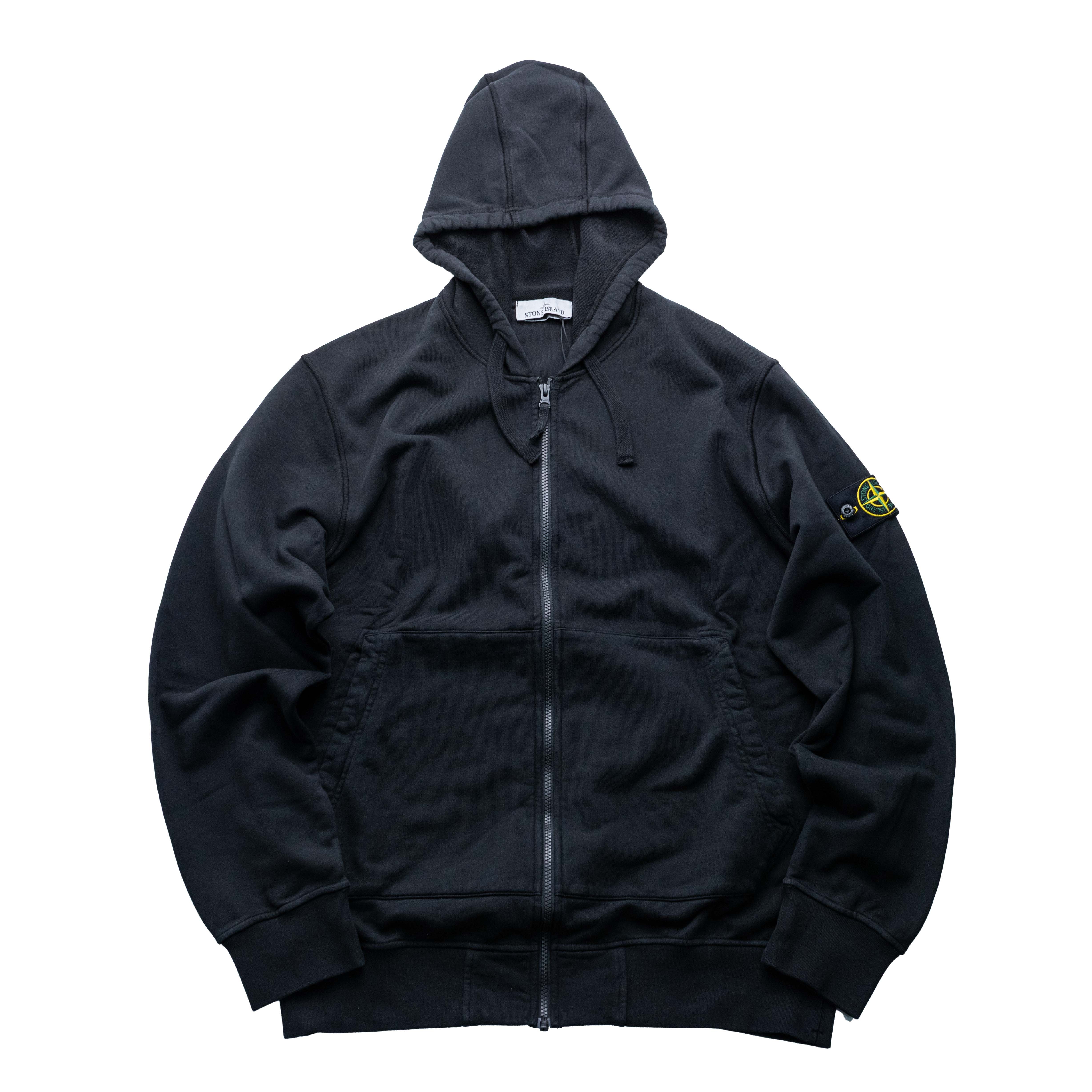 Stone Island 拉鍊連帽棉外套 黑