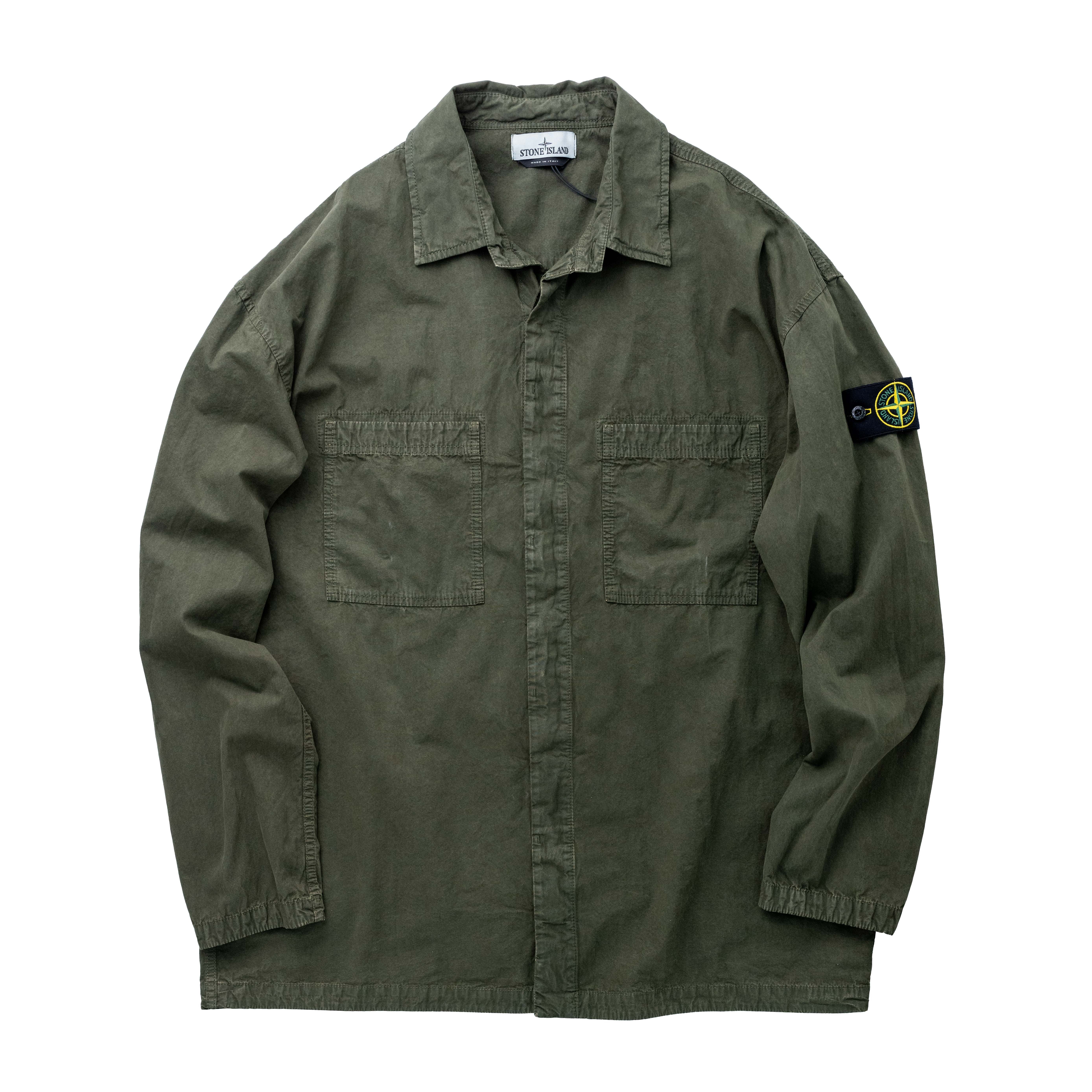 Stone Island 112WN 抗撕裂水洗工作襯衫 軍綠