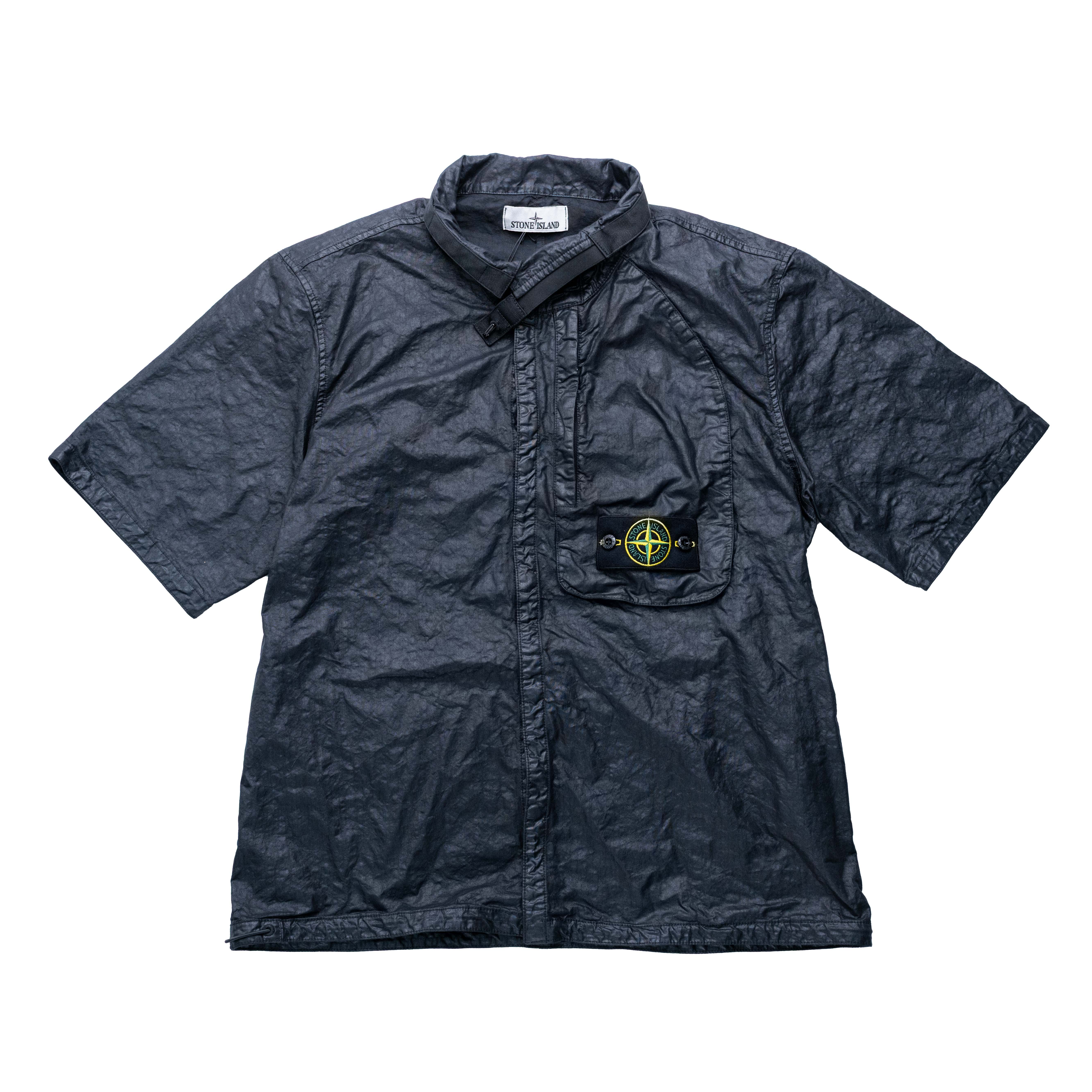 Stone Island 巴拿馬尼龍短袖襯衫 黑