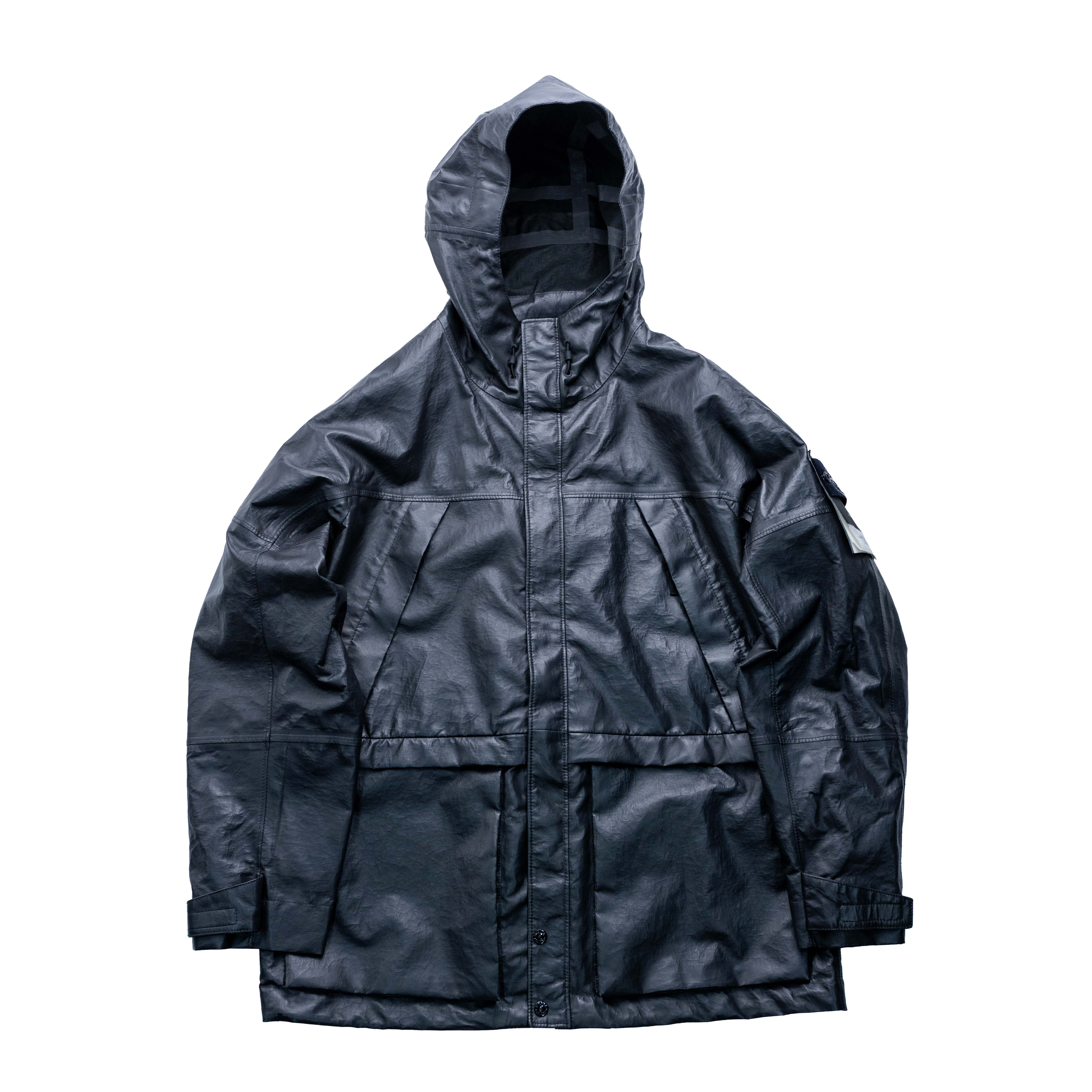 Stone Island 白標 阮經天同款 輕量皮革中長版外套 碳灰