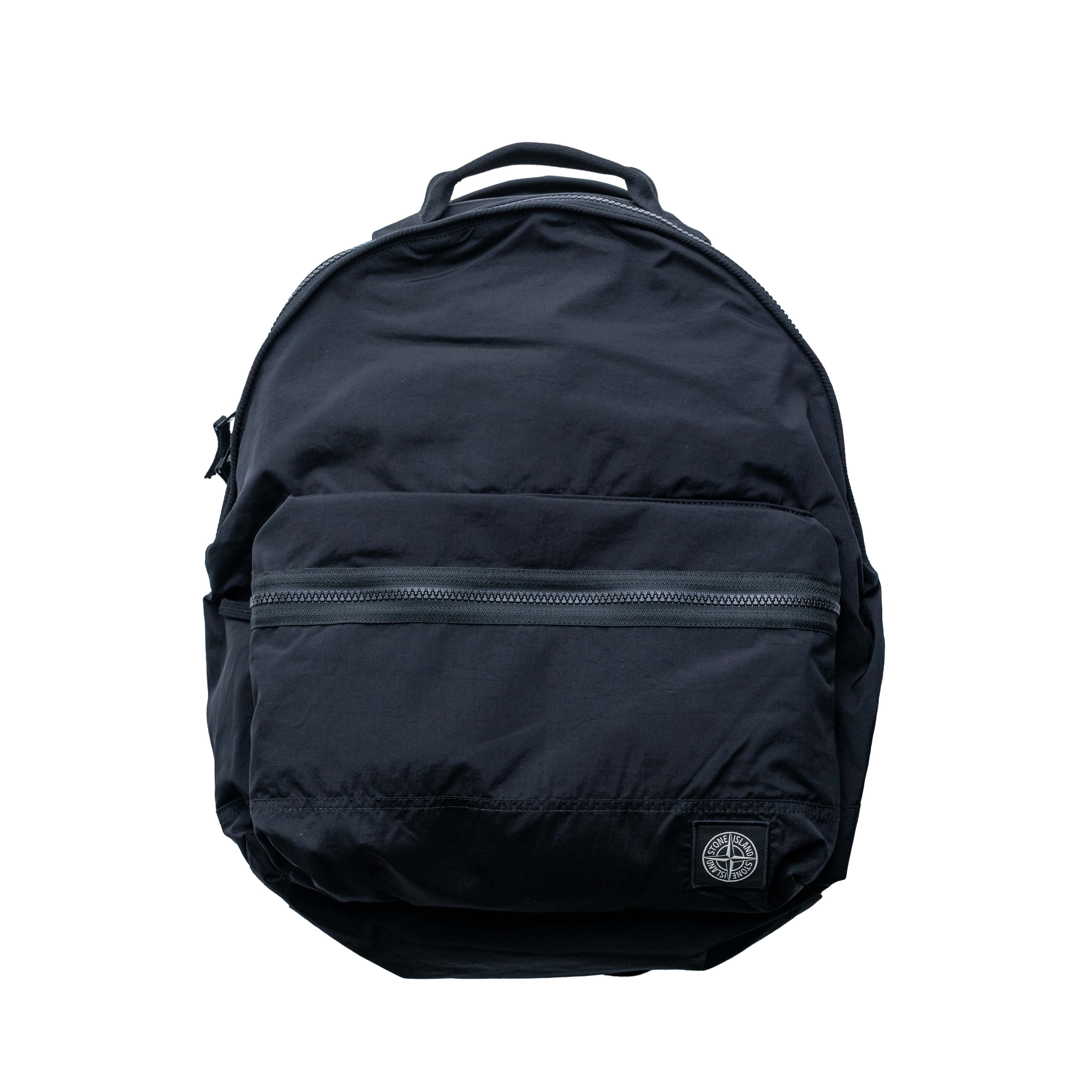 Stone island 金屬尼龍後背包 黑