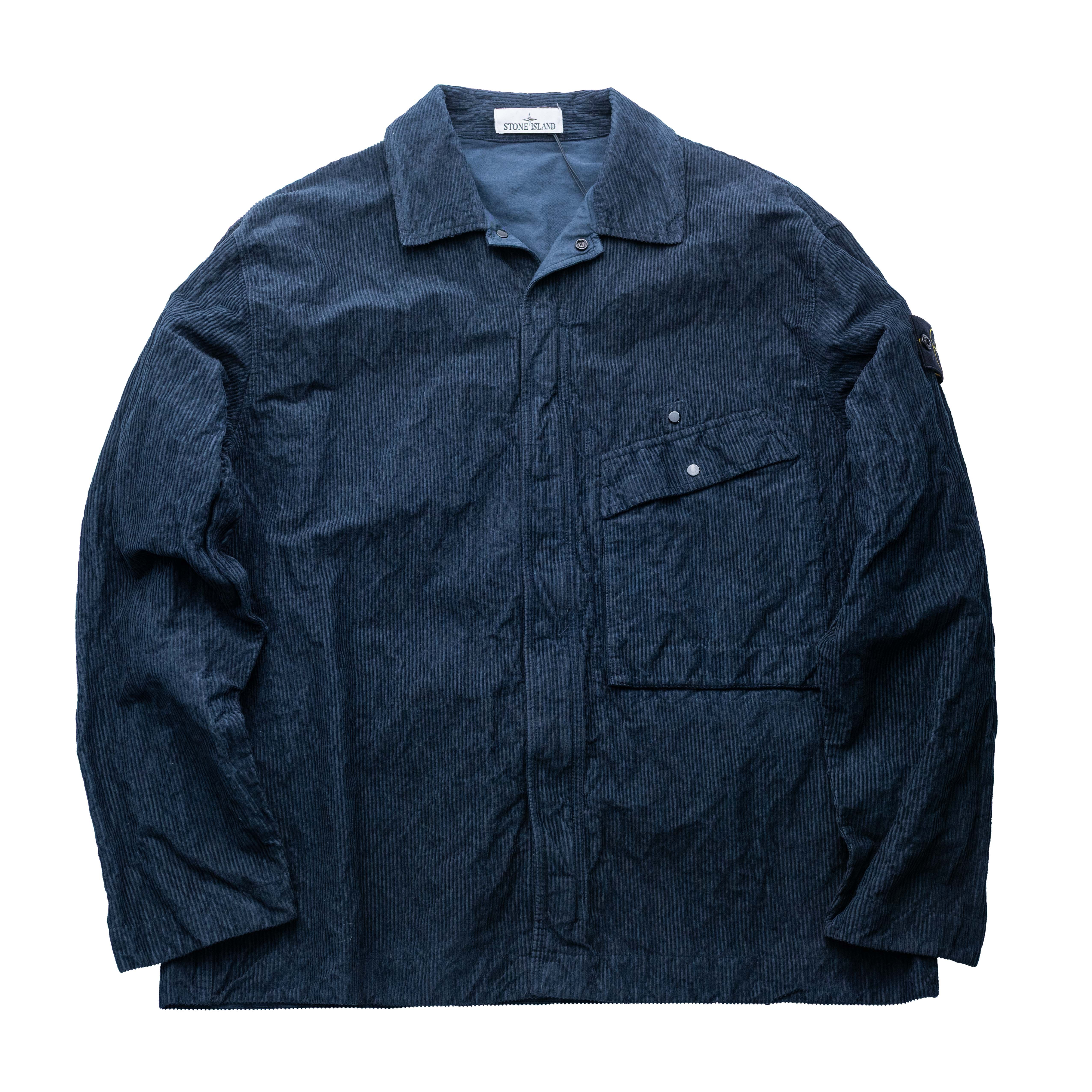 Stone Island 抓皺尼龍燈芯絨外套 深藍