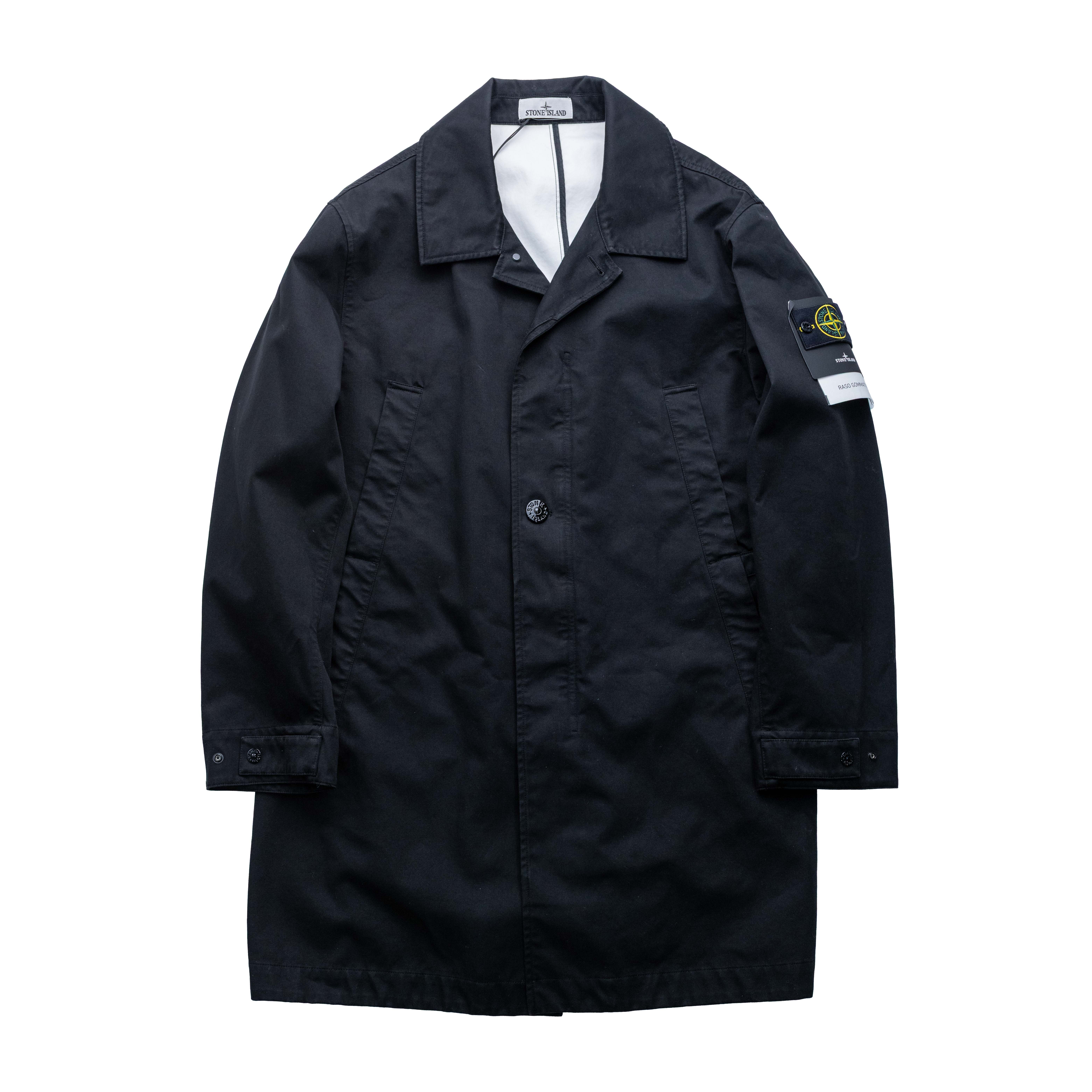 Stone Island Raso Gommato 3L 中長版大衣 黑