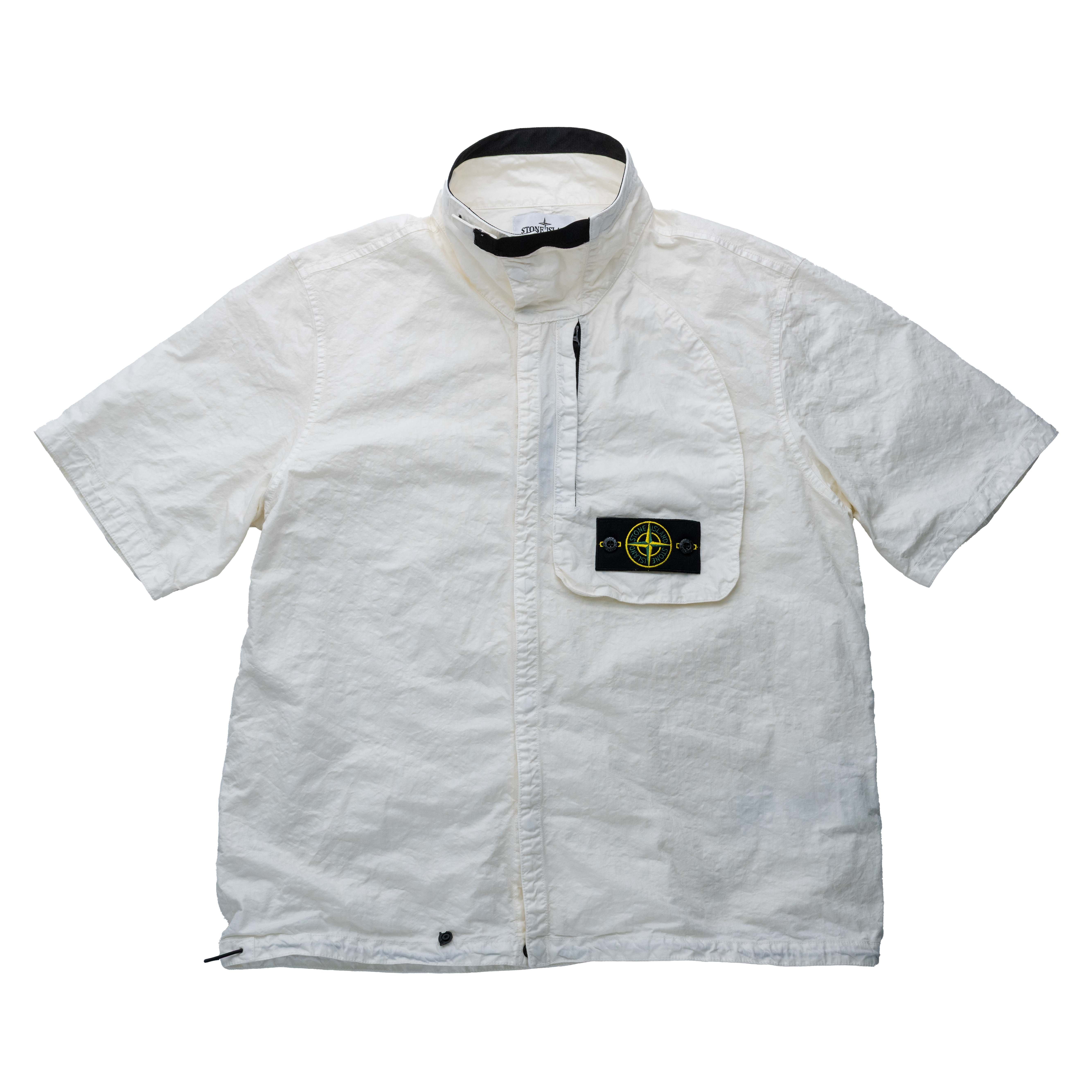 Stone Island 巴拿馬有機尼龍短袖襯衫 象牙白
