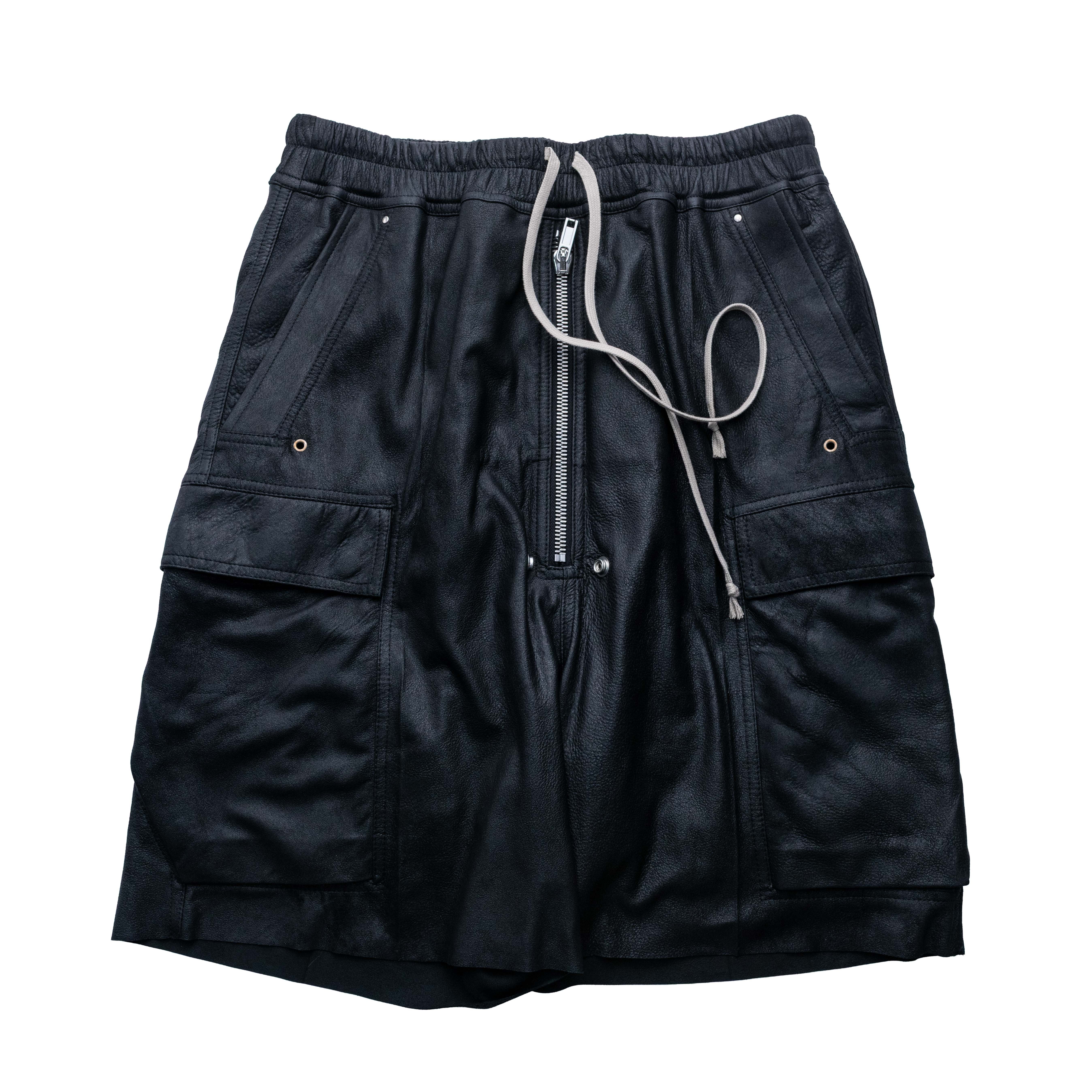 Rick Owens 主線 Cargobela 羊皮工裝短褲 黑