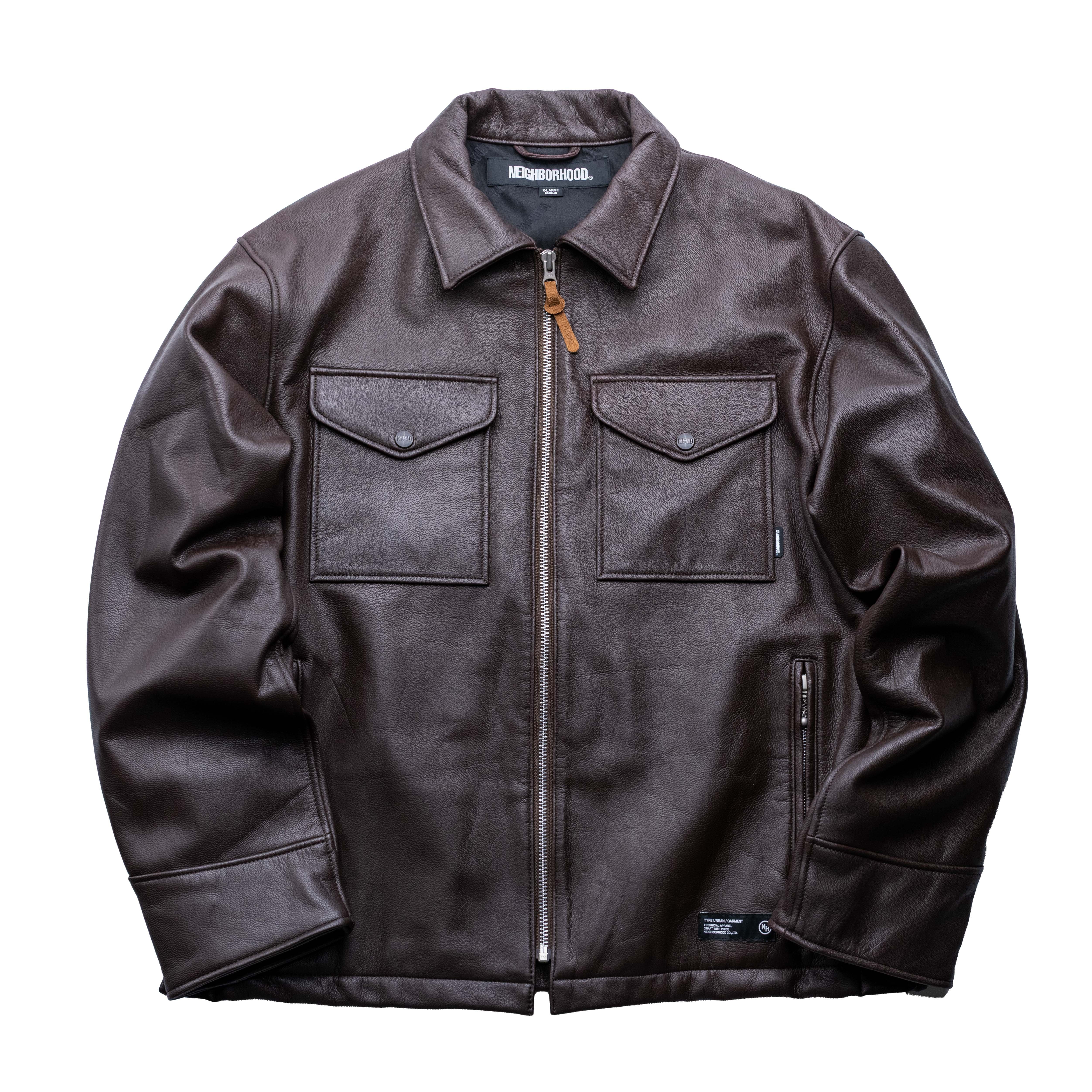 Neighborhood 皮夾克 棕色