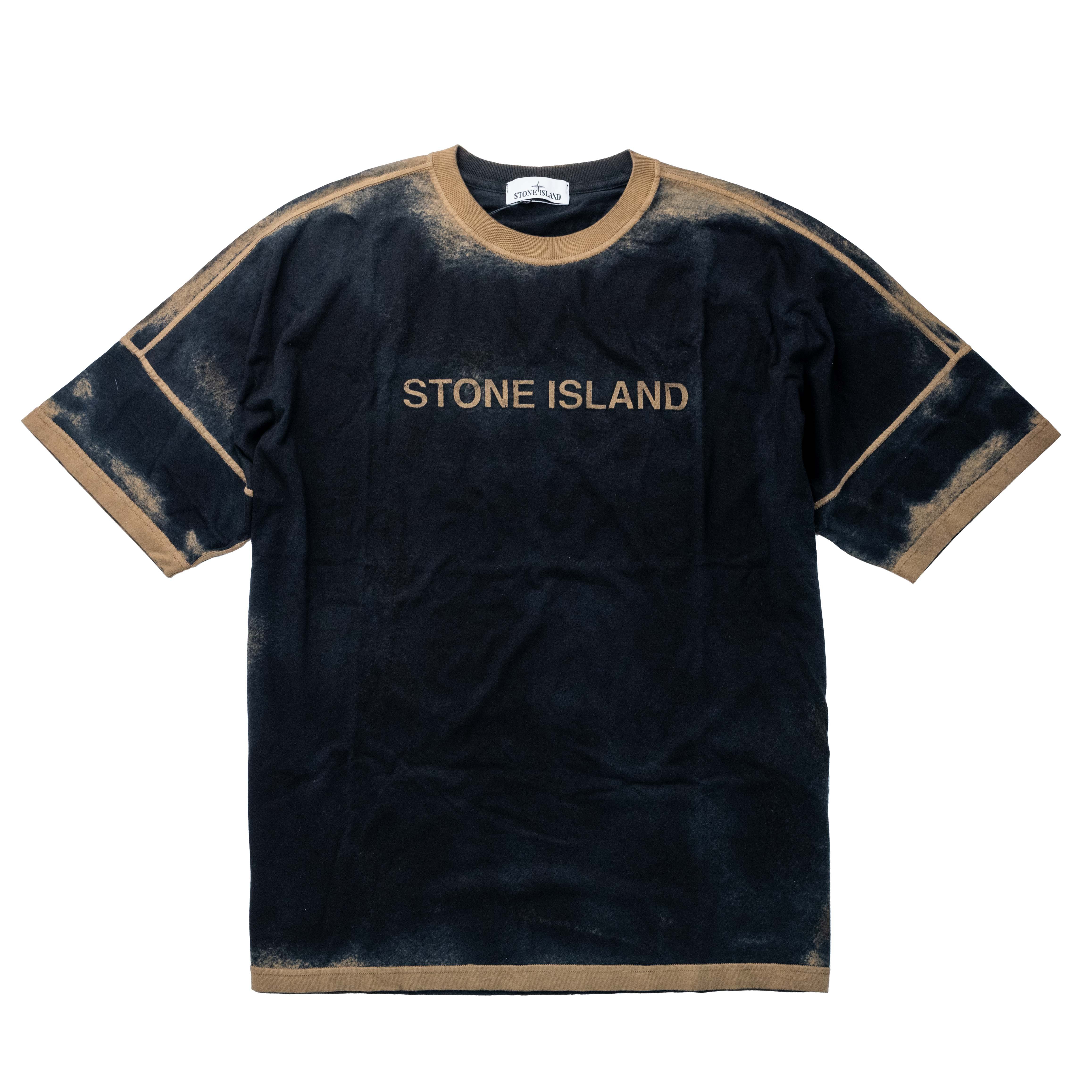 Stone Island 210T4 手噴短袖 卡其噴黑