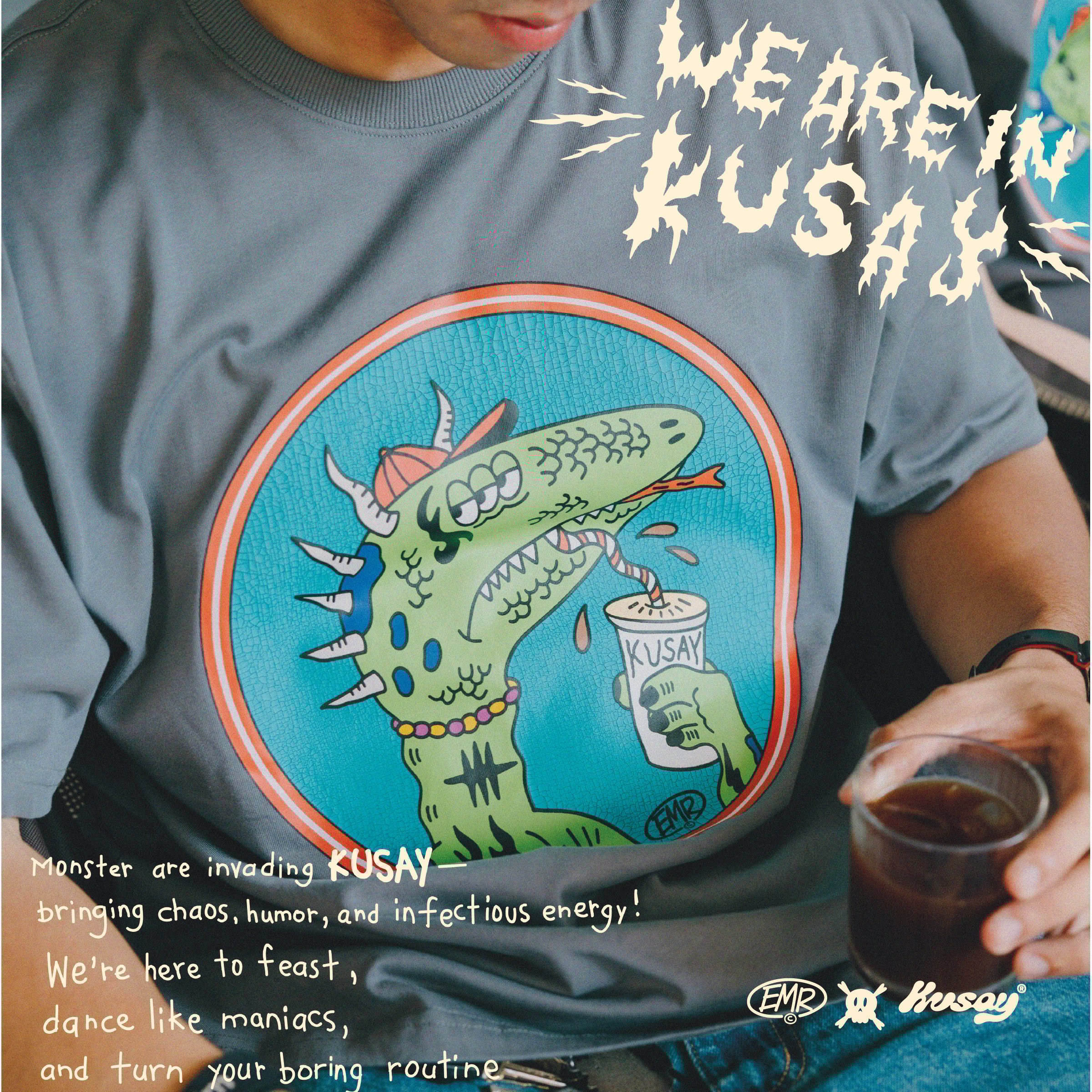 EMR x KUSAY-MONSTER tee (Dark Gray)