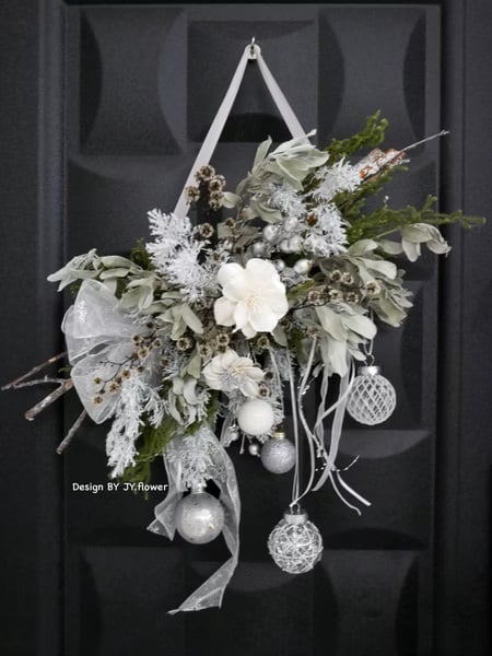【銀色聖誕】乾燥花壁掛