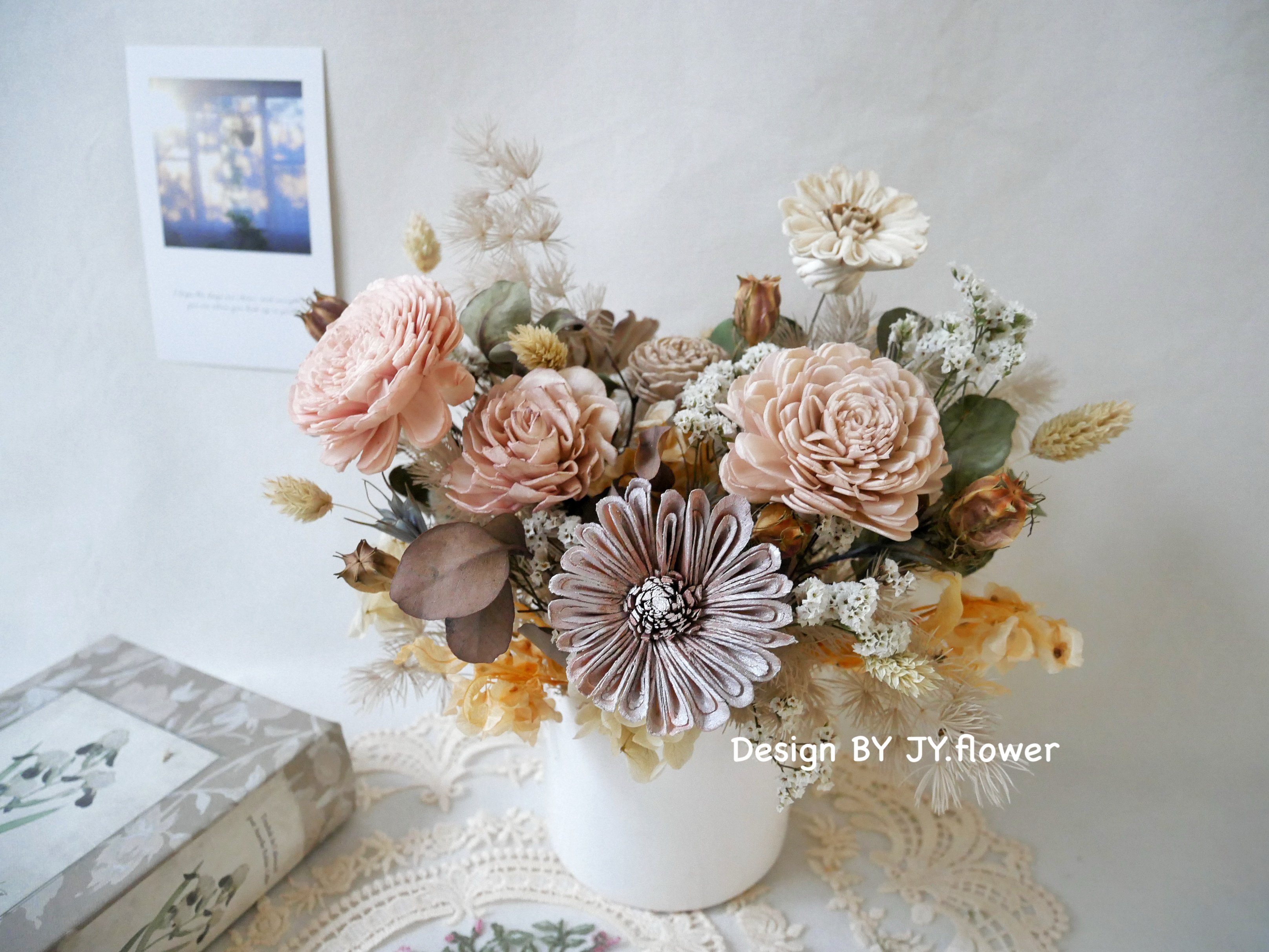 中大型圓盆乾燥花盆花【唯美初秋】