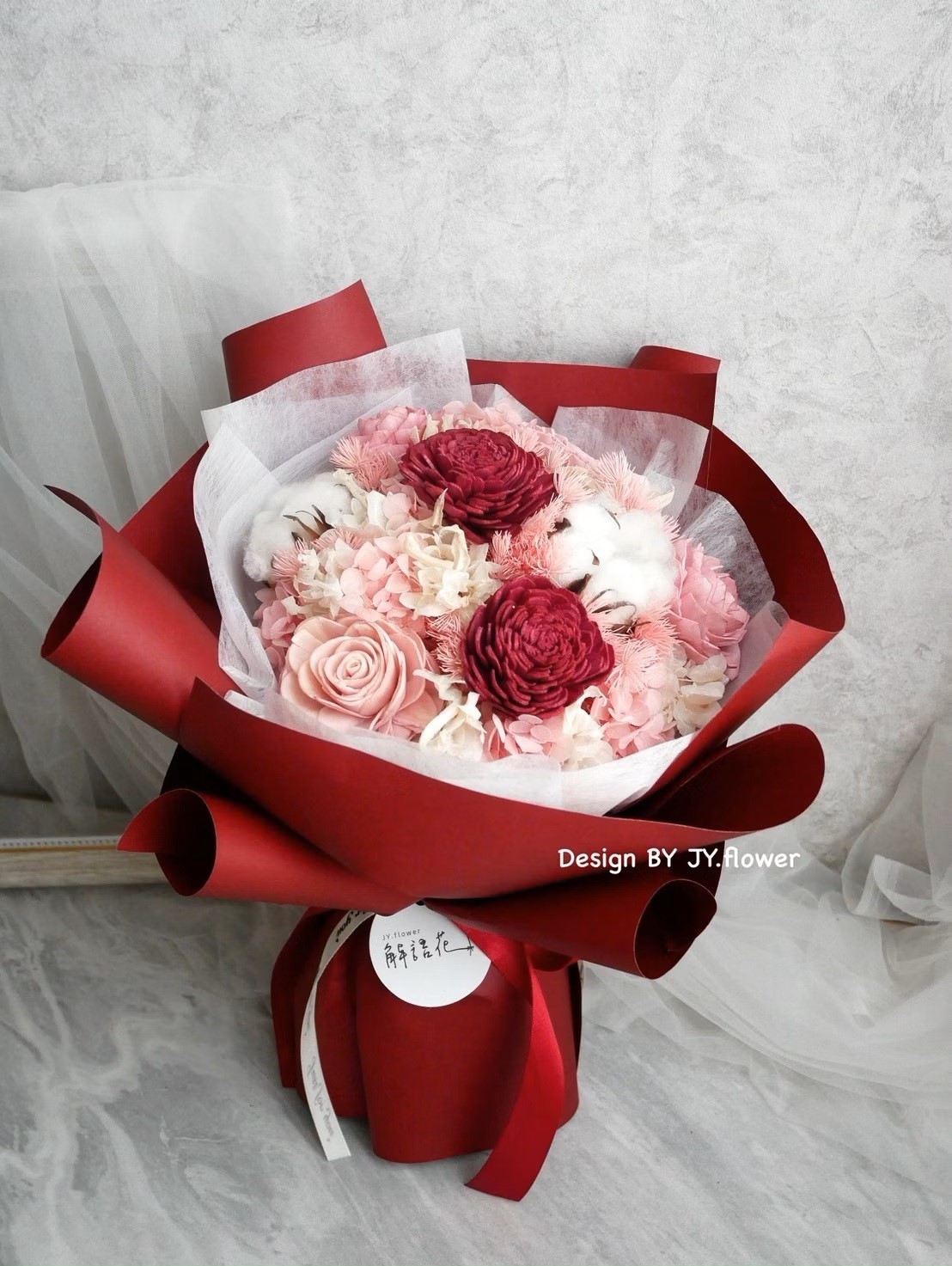 中型圓形乾燥花束【愛戀密語】