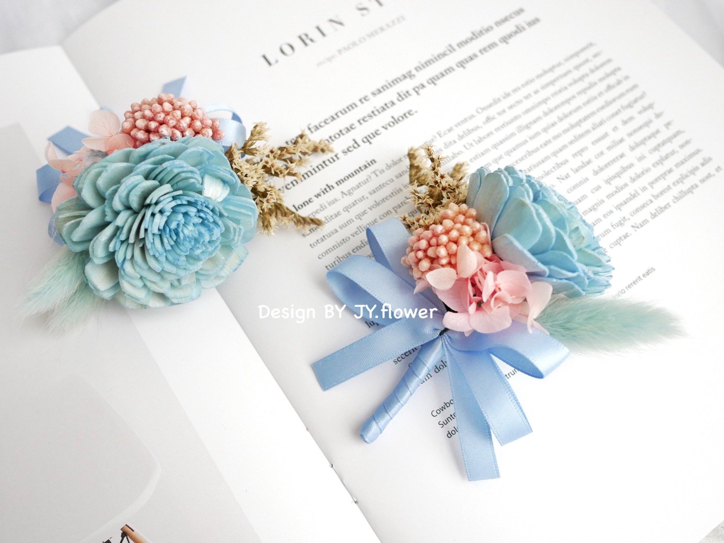 索拉乾燥花胸花【寧靜粉藍】