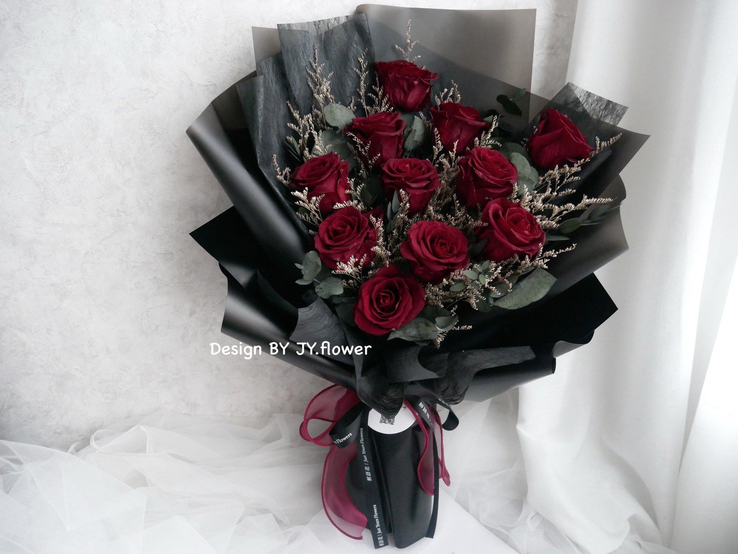 大型永生玫瑰花束【經典暗紅】