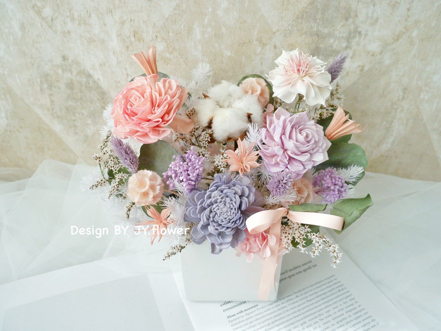 中大型乾燥花盆花【甜蜜夢境】