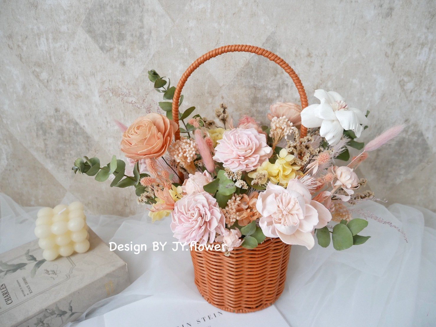 中大型乾燥花提籃花【蒔花】