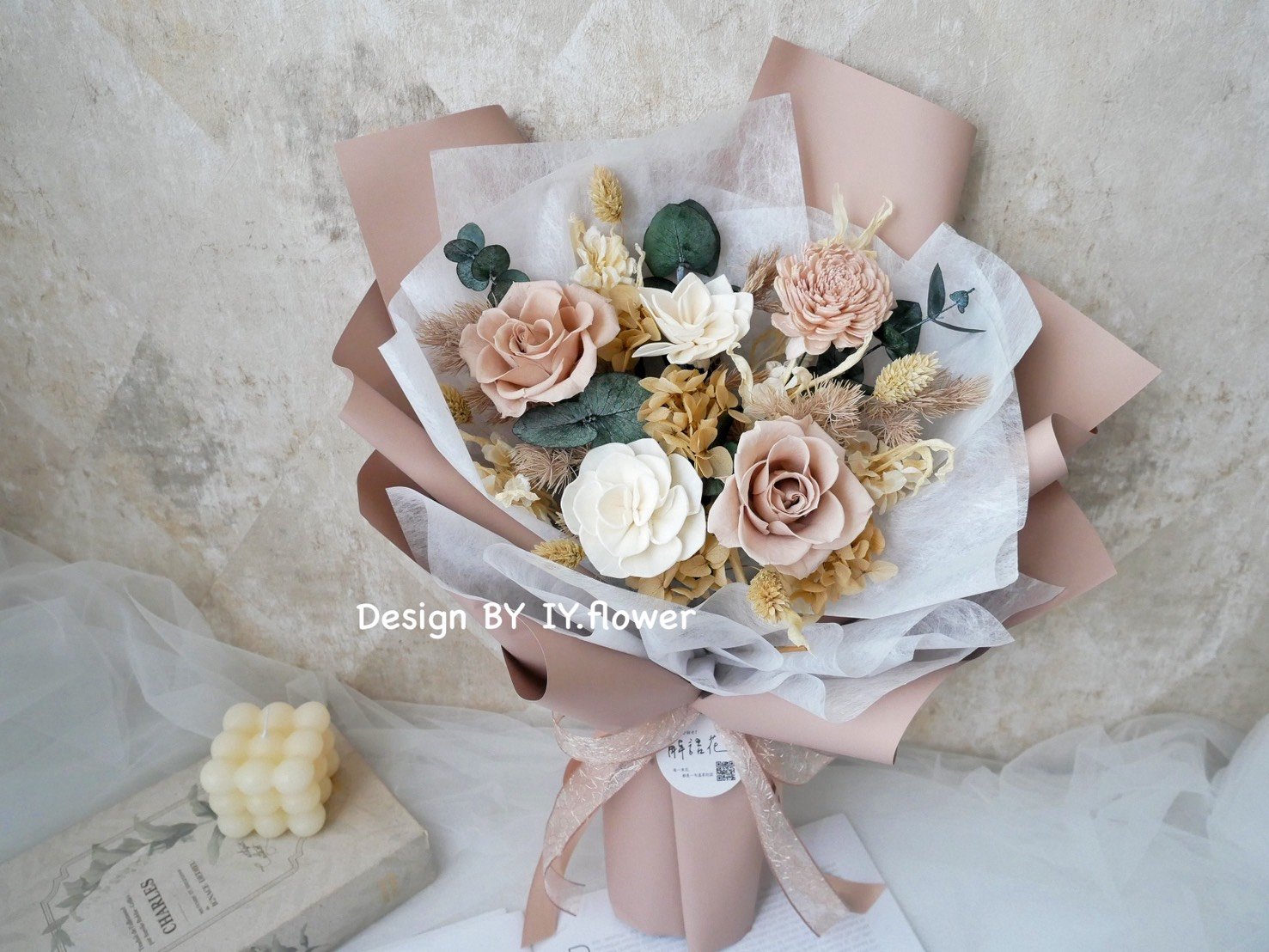 中大型永生玫瑰花束【栗棕】