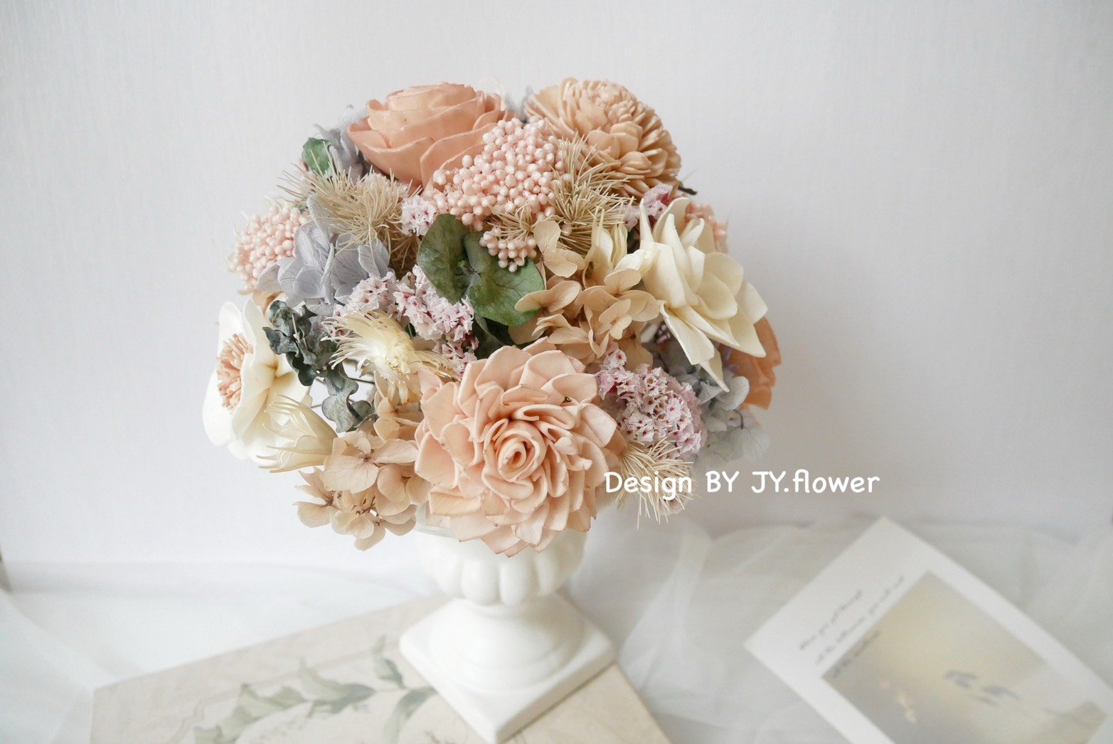 永生繡球乾燥花冠軍杯盆花【流沙之韻】