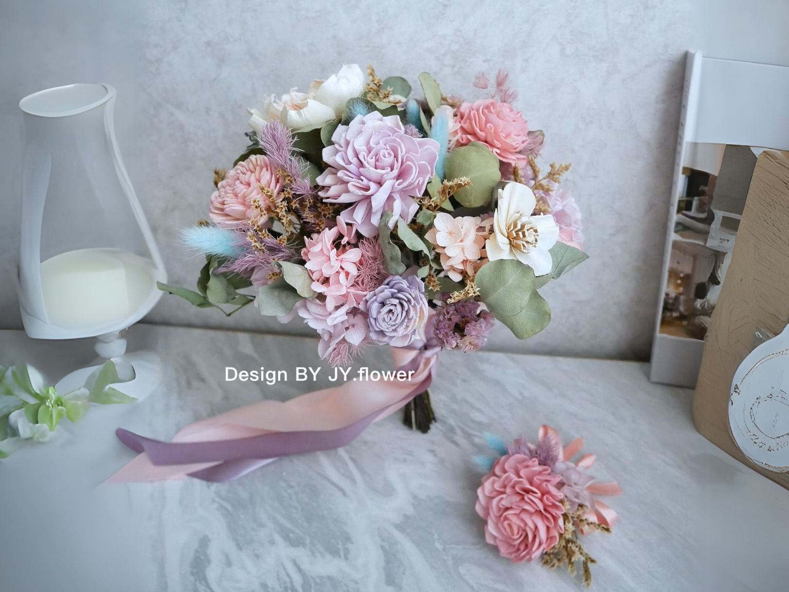 自然型手綁乾燥花捧花【花漾輕舞】