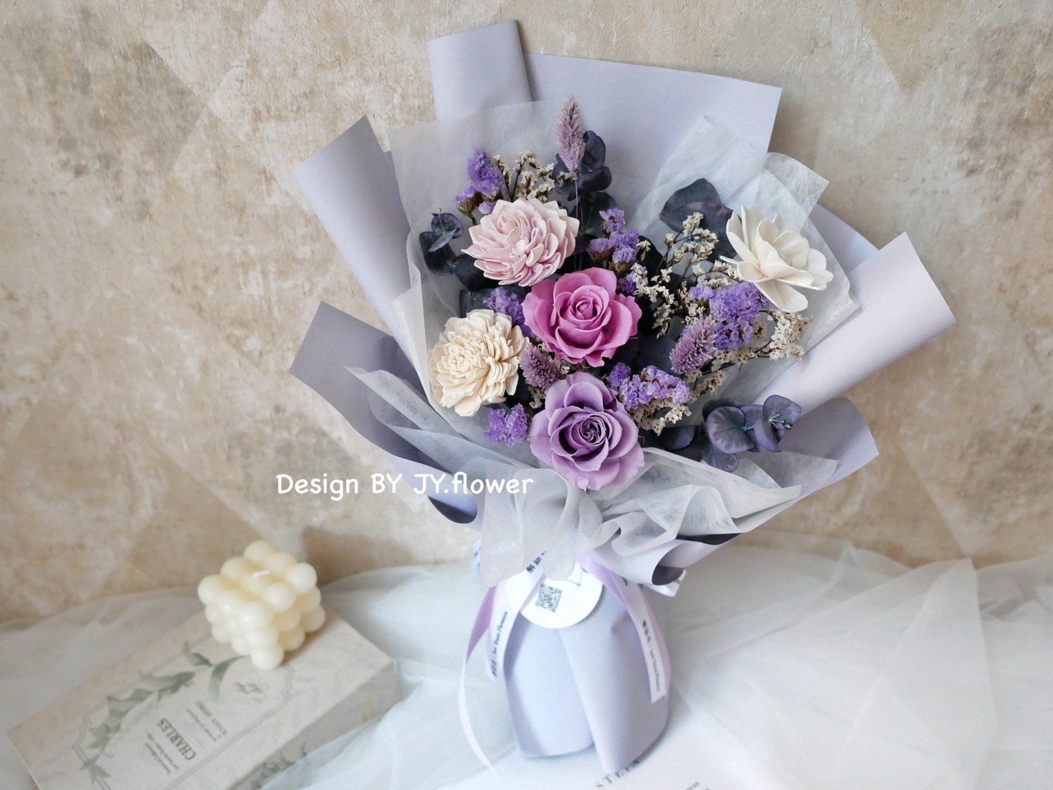 中大型永生玫瑰花束【紫鳶】