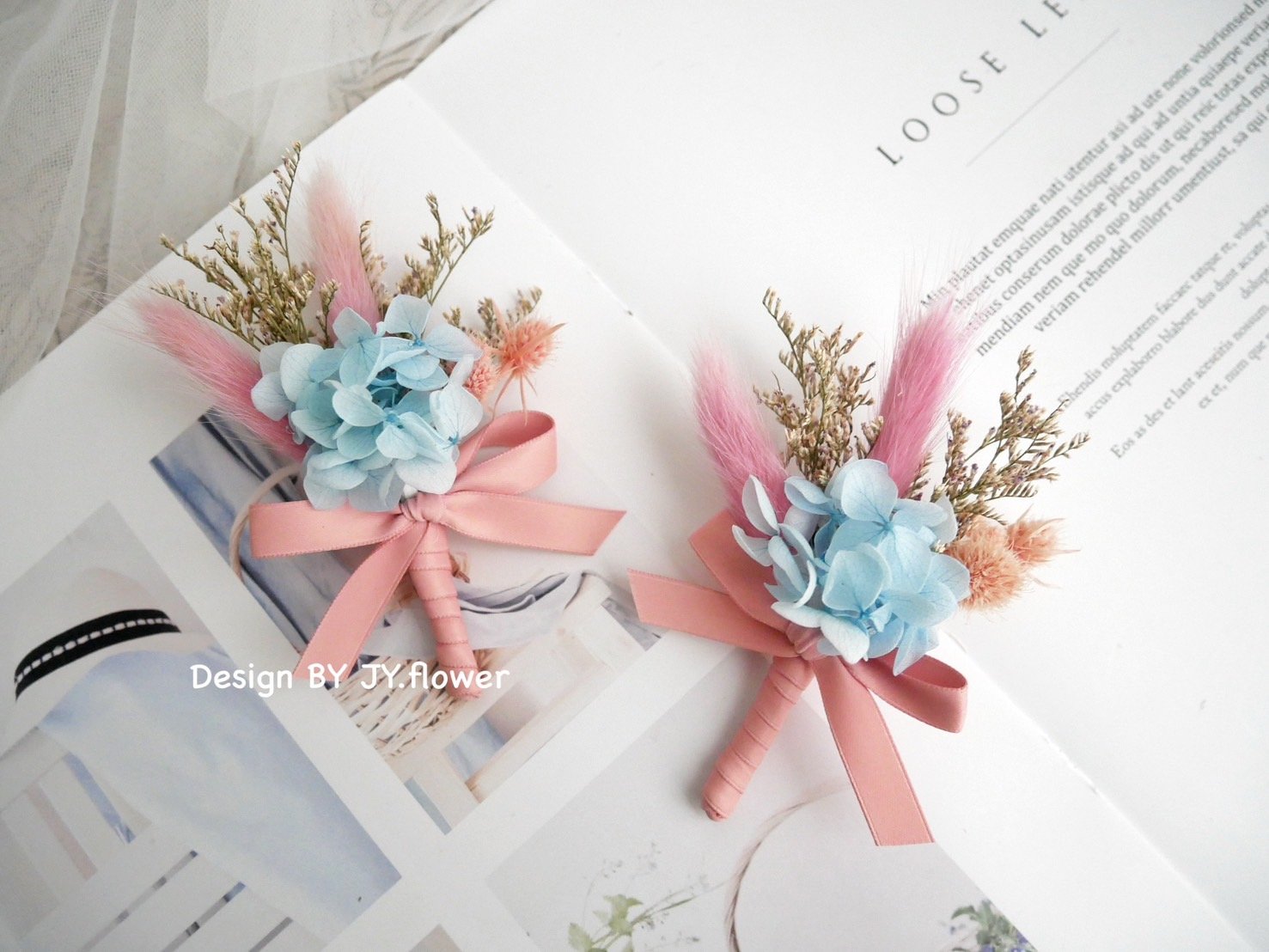 乾燥花小胸花【甜粉淡藍】