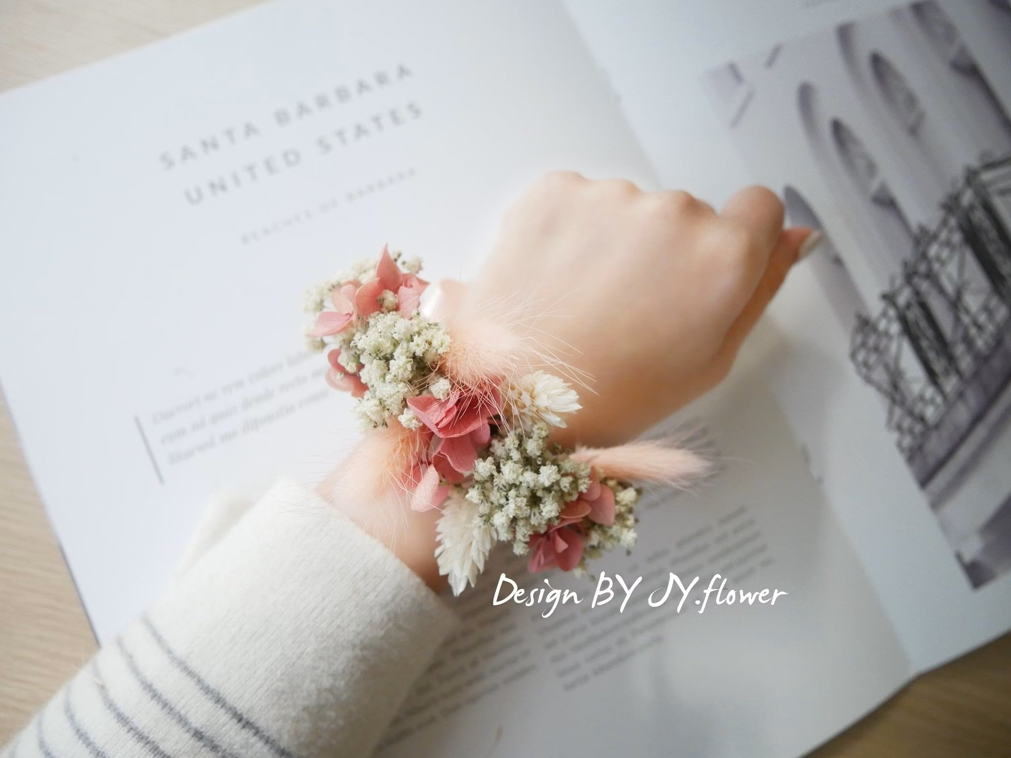 小花款永生乾燥手腕花【粉黛】