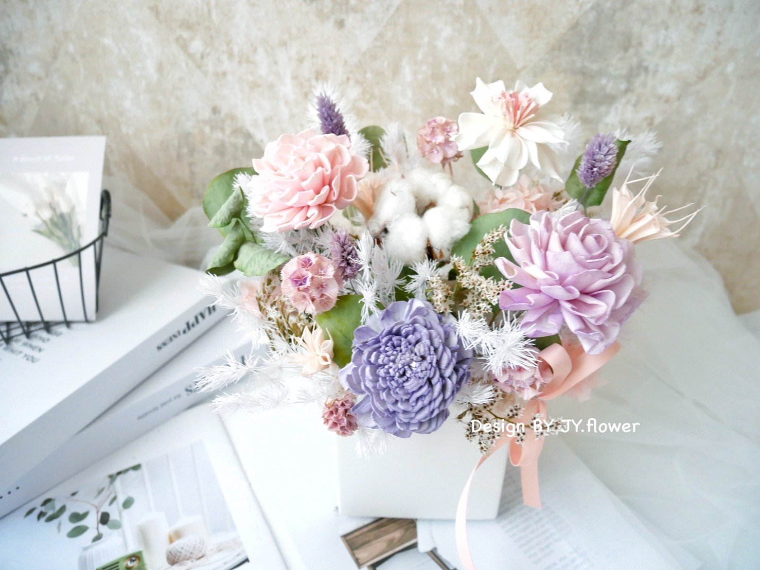 中大型乾燥花盆花【甜蜜夢境】