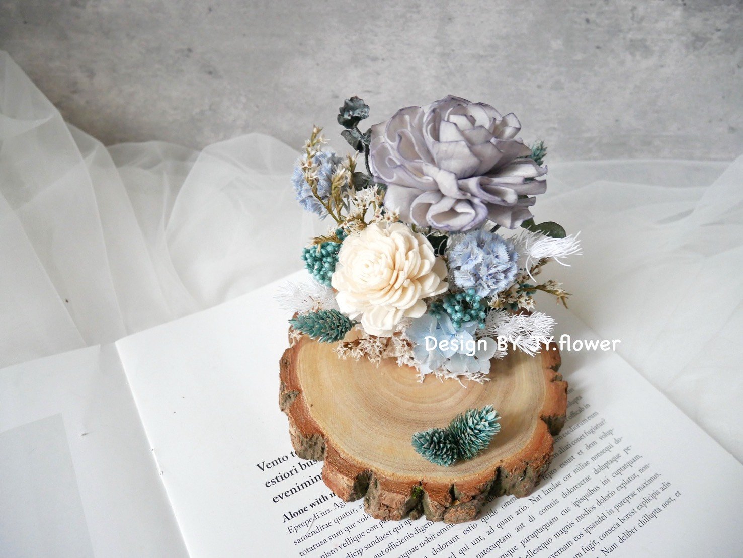 乾燥花名片座【藍茶】