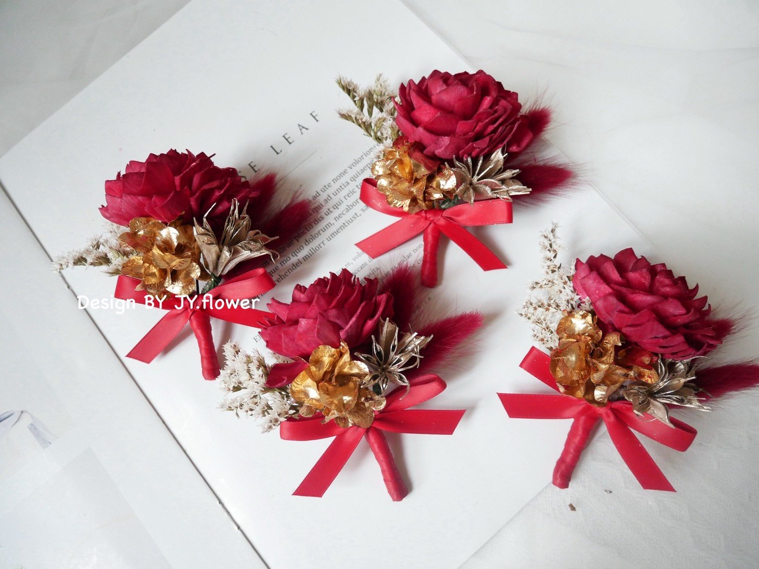 索拉乾燥花胸花【嫣紅流金】