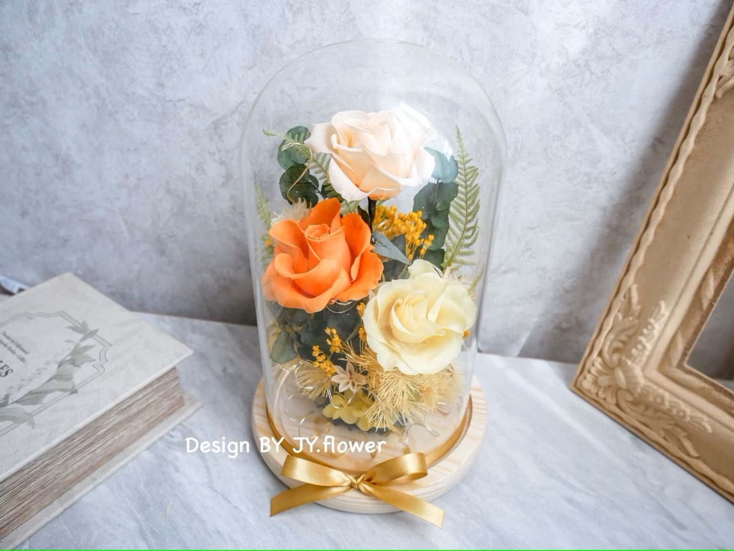 【永生玫瑰長型玻璃盅夜燈】單品課程