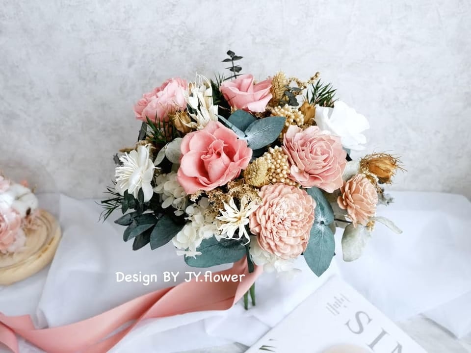 自然型手綁不凋花分束捧花【美好情懷】