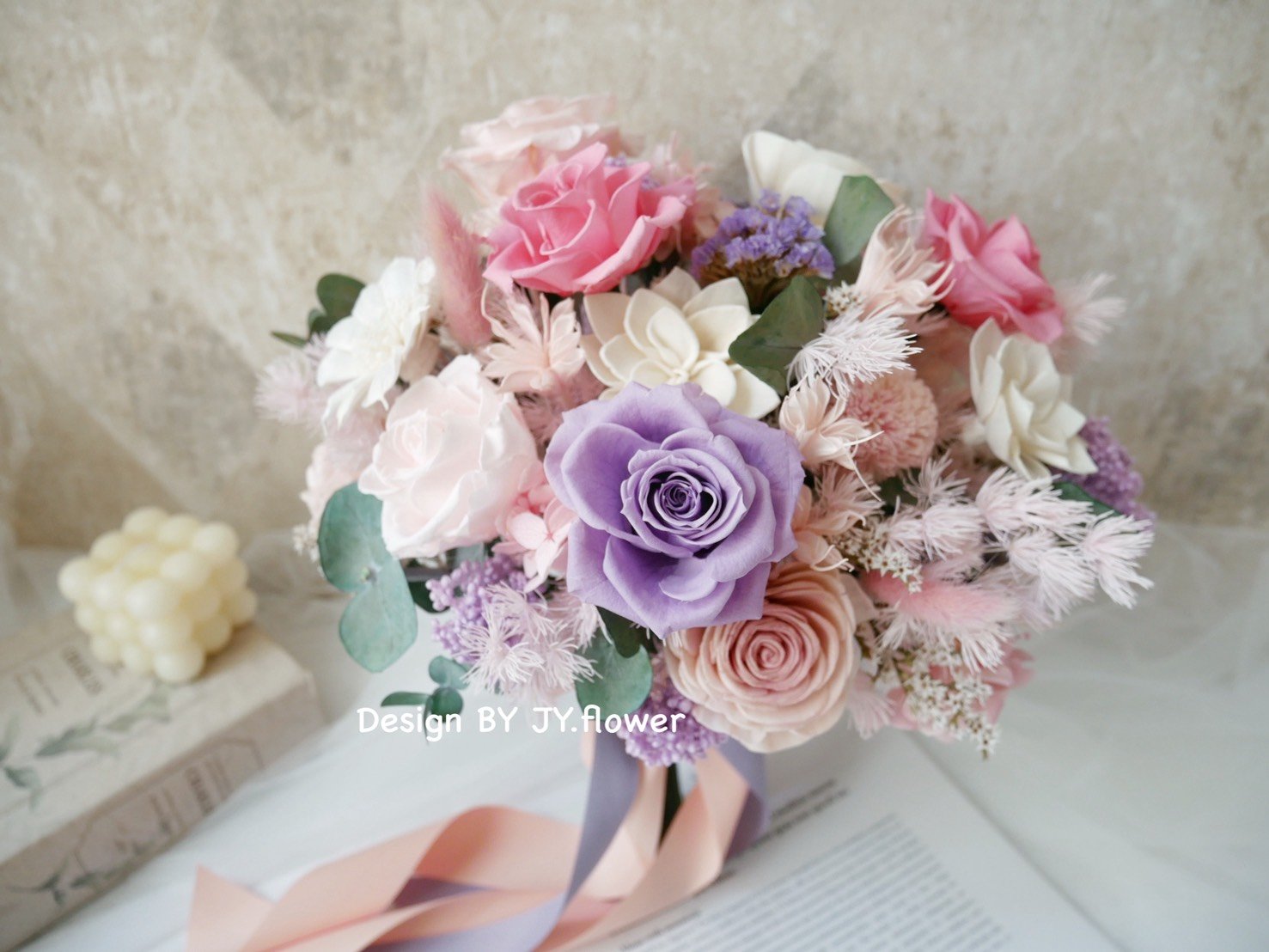 自然型手綁不凋捧花【甜蜜花園】